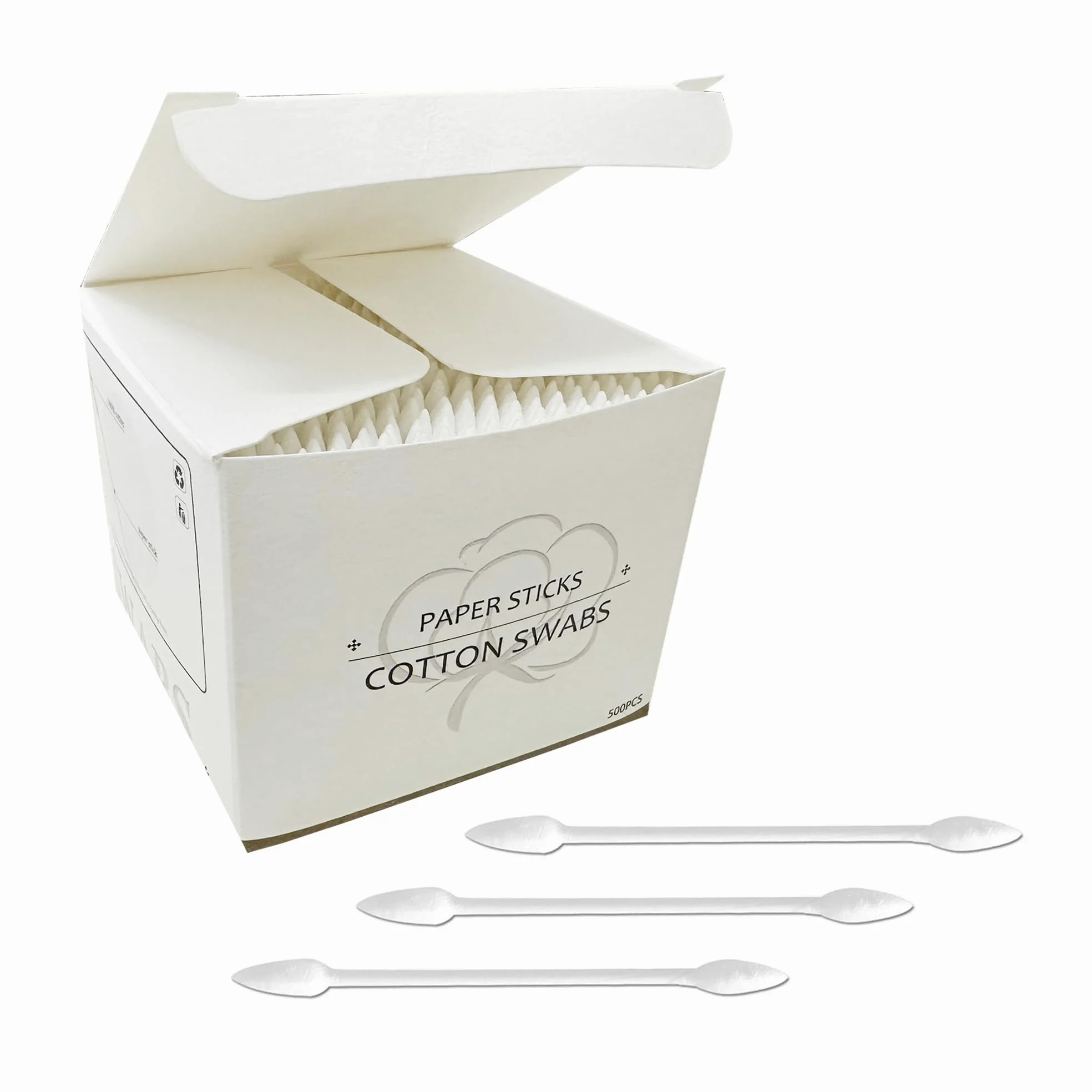 CottoHisopos de algodón de punta puntiaguda, 2000 bastoncillos de algodón, puntas de doble precisión con palo de papel para cuidado personal y maquillaje