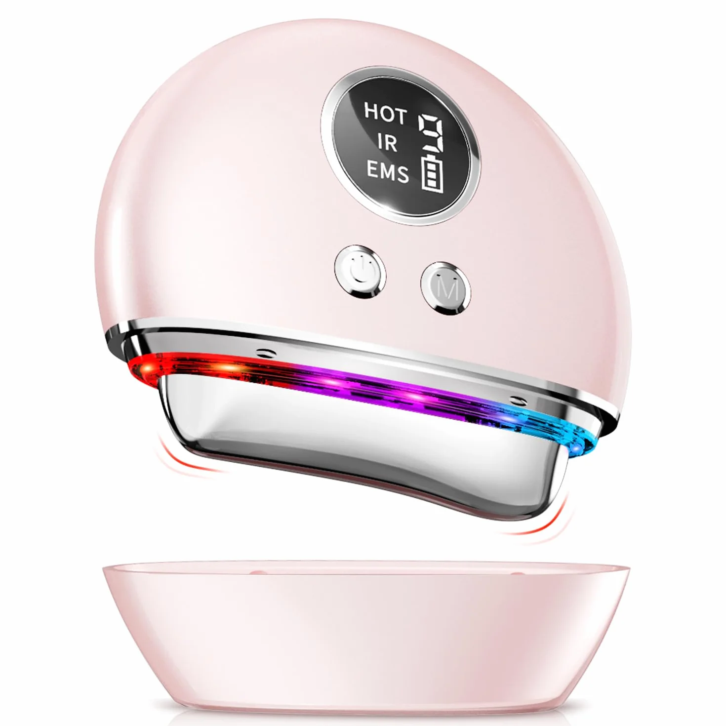 Masajeador Facial Antiarrugas Electrico 4 Modos 3 LED 45℃ EMS Lifting 9 Niveles Vibración Reductor de Papada