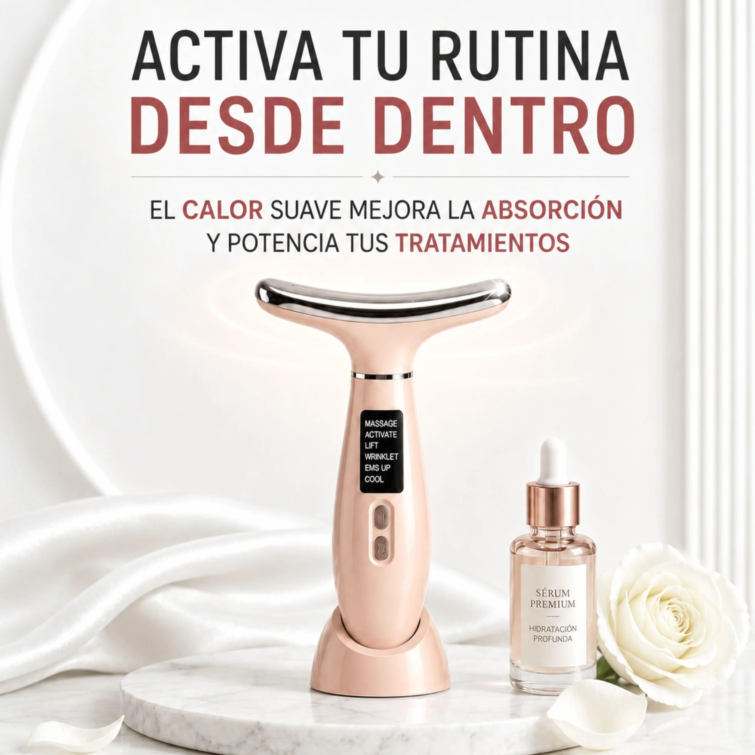 Masajeador Facial Antiarrugas Escultor Facial Lifting Eléctrico Fototerapia LED Quita Arrugas Cara Cuello Rosa