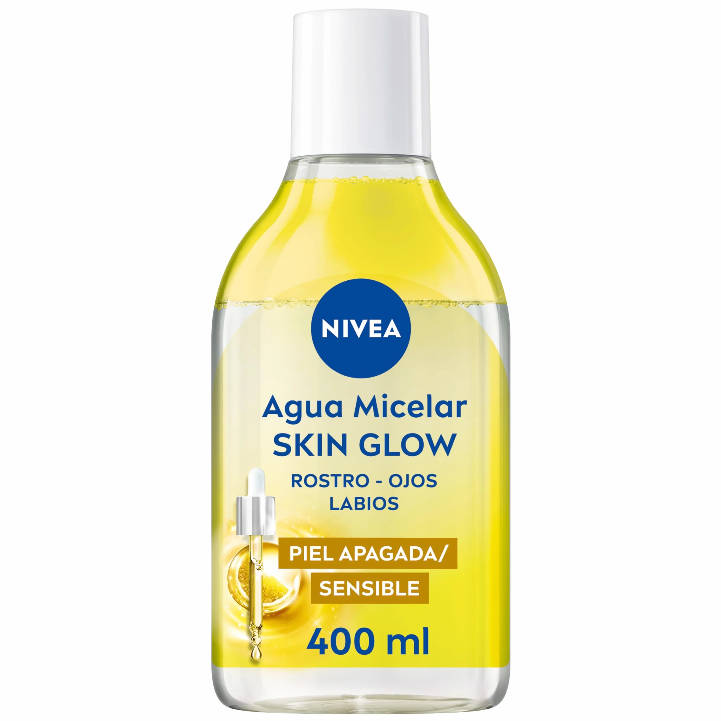 NIVEA Agua Micelar Bifásica Skin Glow 400 ml Limpiador Facial Desmaquillador