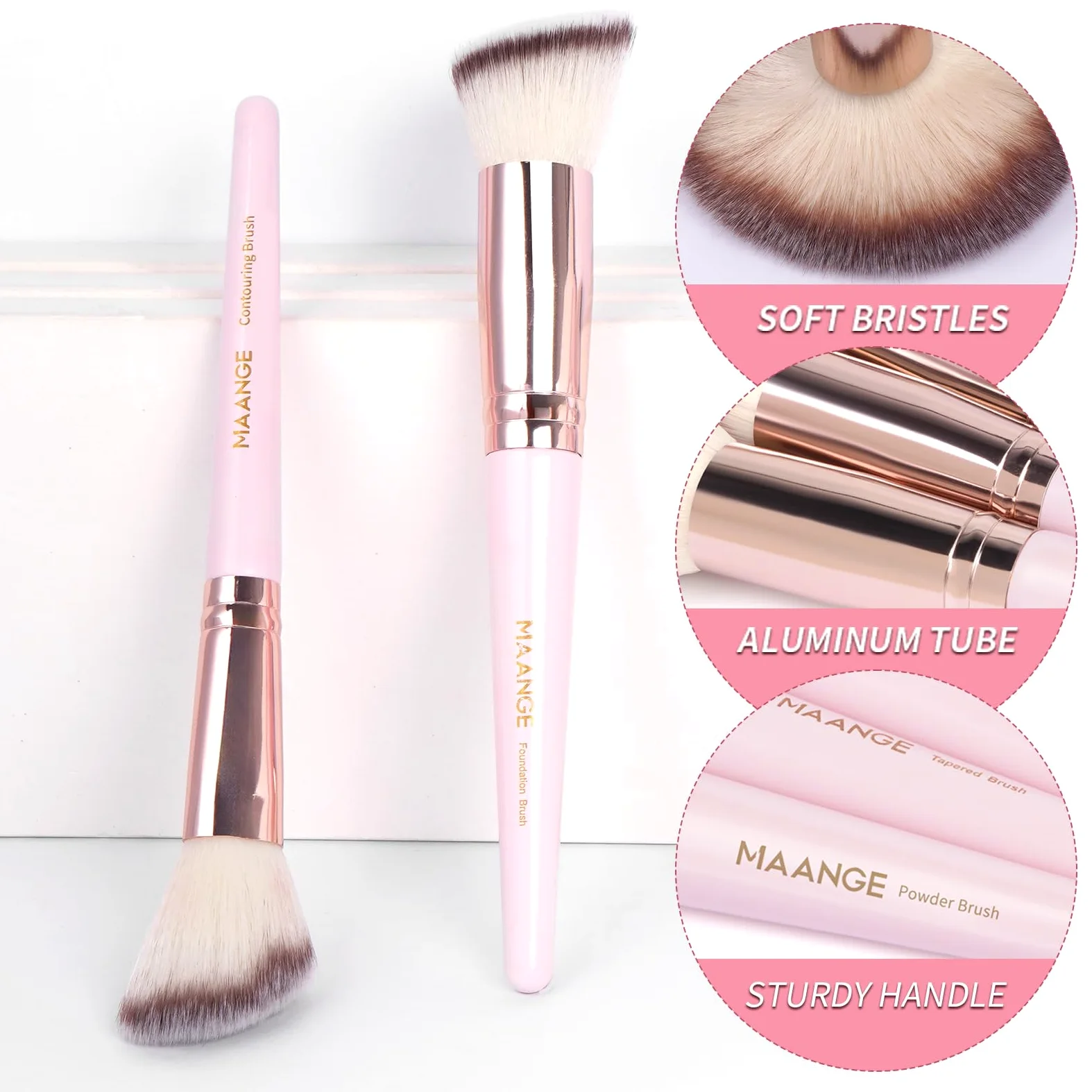 MAANGE Juego de 42 pinceles de maquillaje, juego completo de brochas de maquillaje, 5 productos incluidos, para base de maquillaje, sombra de ojos, corrector, sombra de ojos, juego de pinceles de