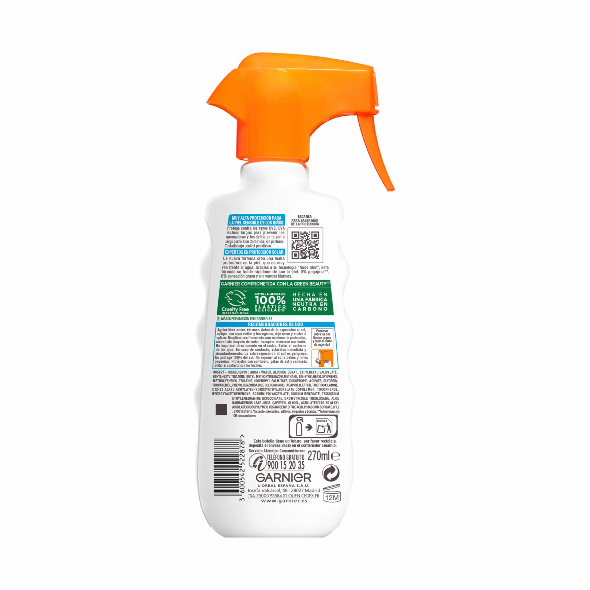 Garnier Delial Sensitive Advanced Kids Spray Protector FPS50+ Resistente al Agua 270ml