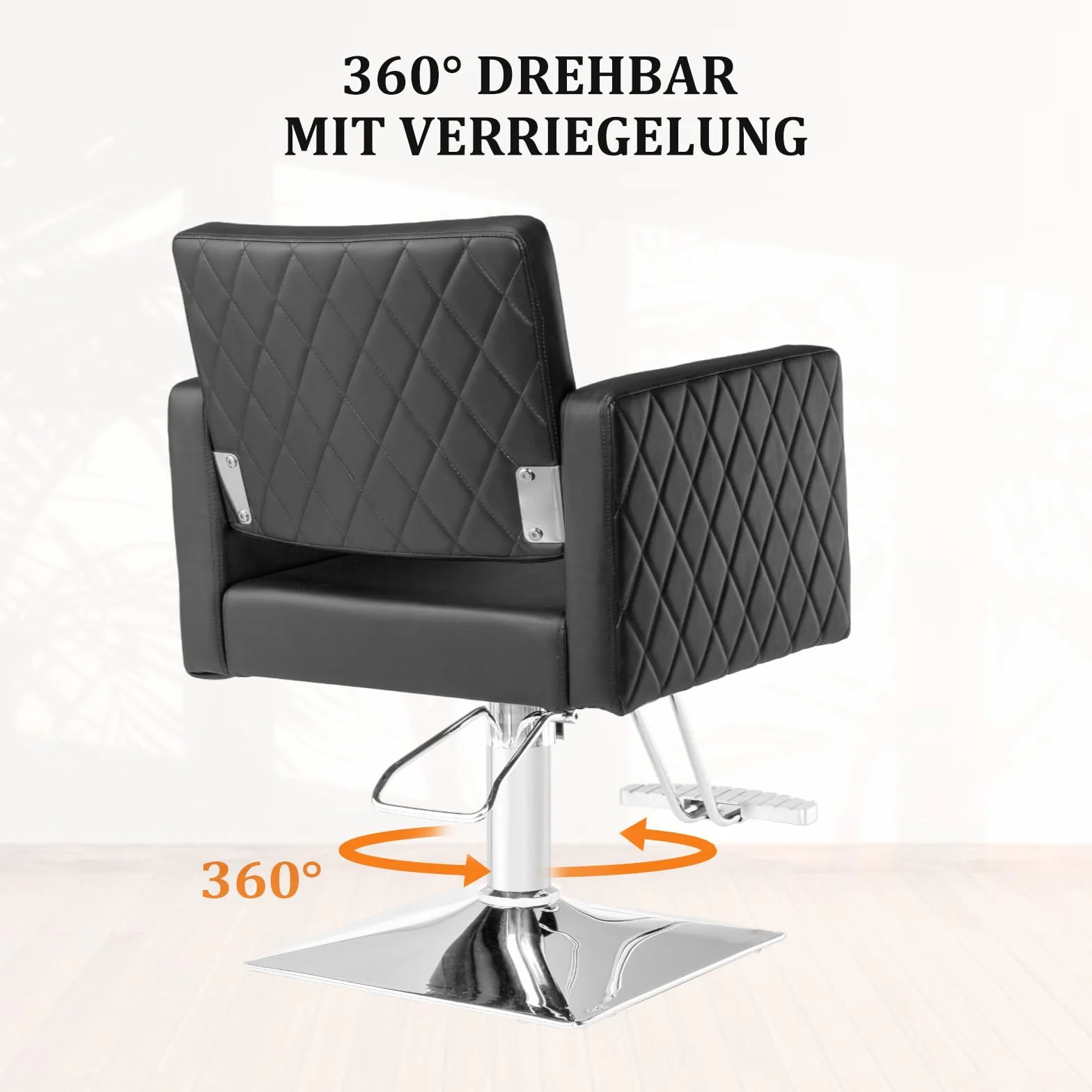 Bonnlo Sillón Peluquería Profesional Giratoria 360° Altura Ajustable 90-105 cm Capacidad 150 kg Negro