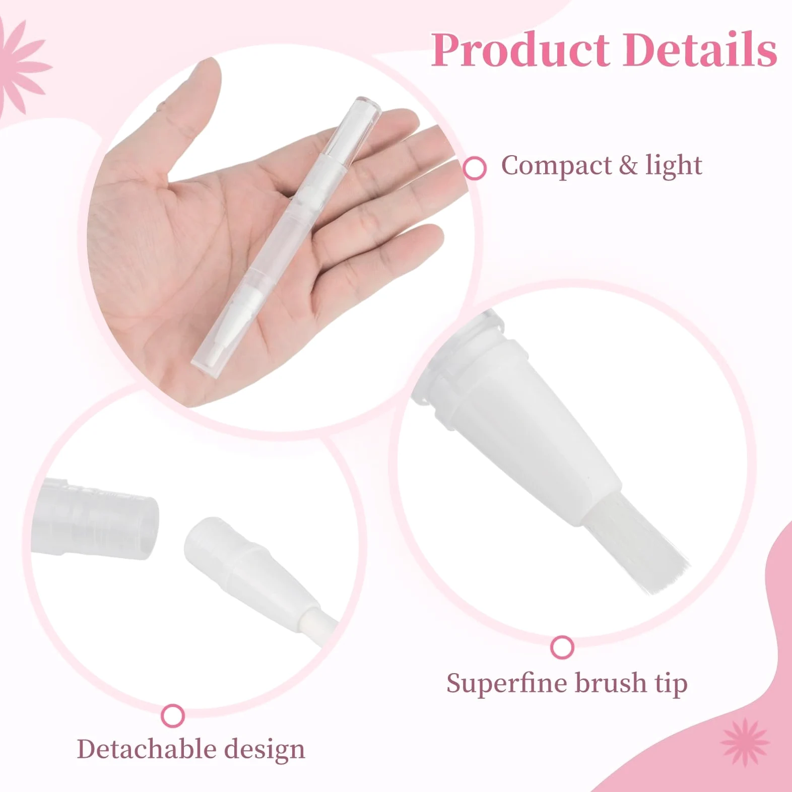 Paquete de 50 bolígrafos vacíos de aceite para cutículas de 3 ml con 10 cuentagotas, bolígrafos giratorios transparentes, punta de pincel, recipientes para brillo de uñas y labios