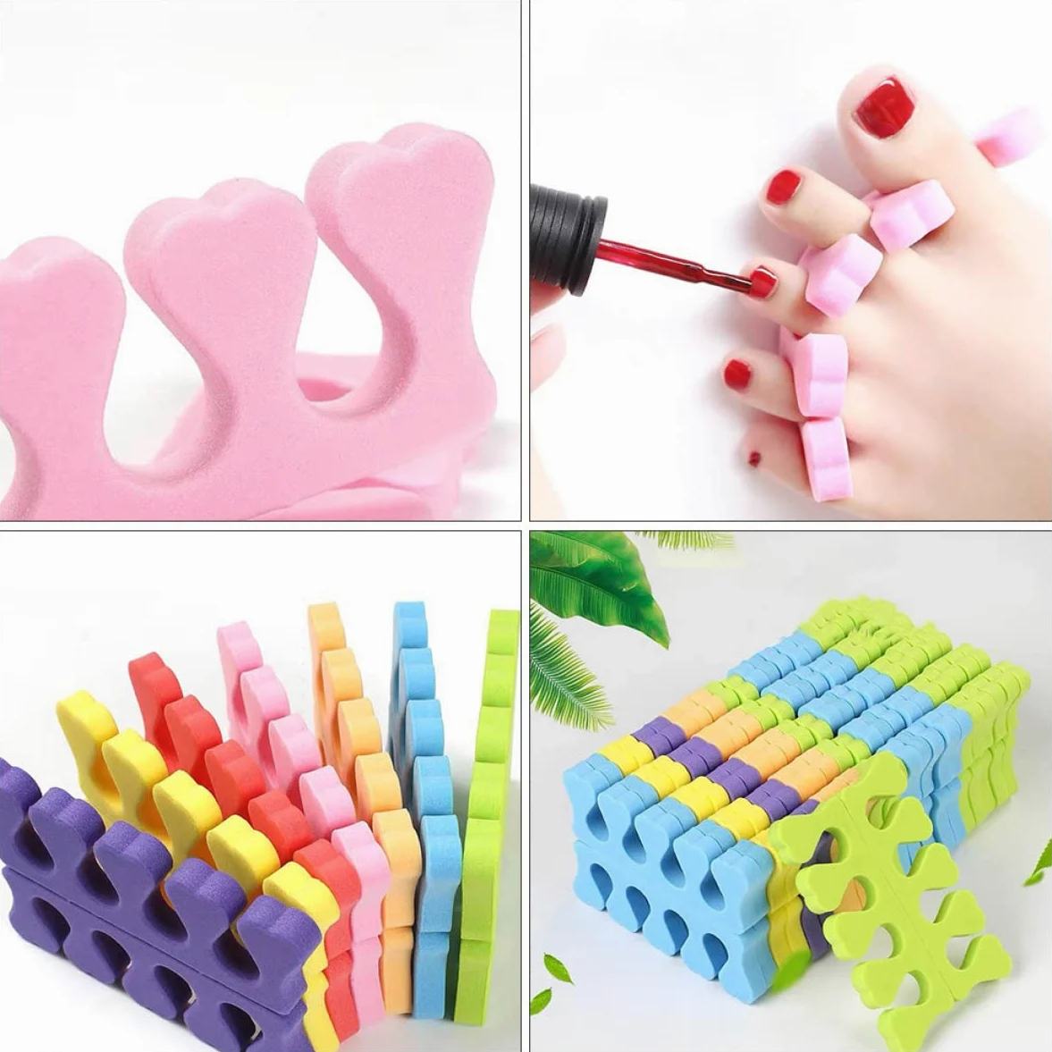 FOMIYES 100 pares de separadores desechables de dedos suaves de silicona espaciadores de dedos de espuma para los dedos de los pies separadores suaves