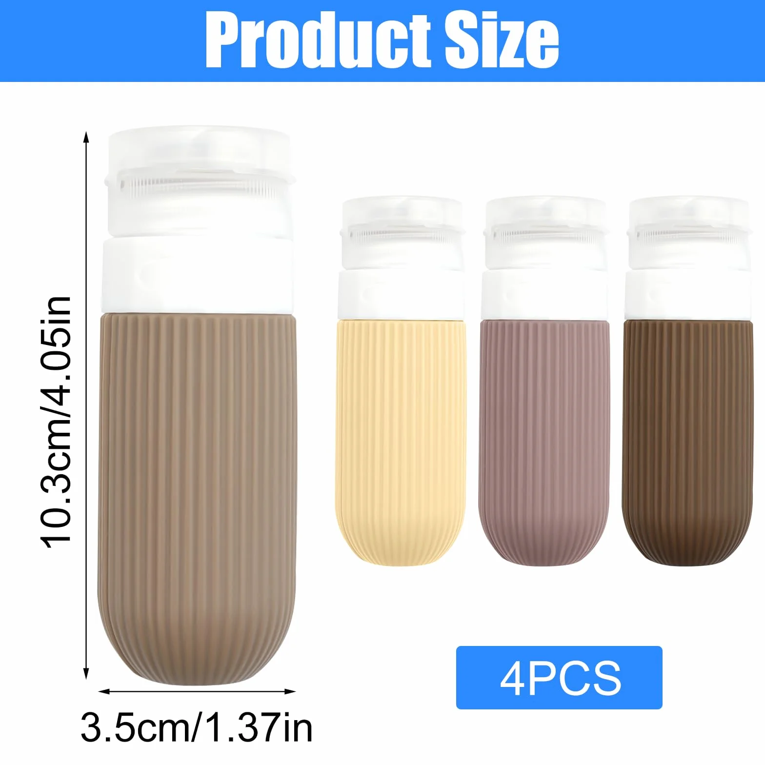 Botes Viaje Rellenables 60ml, Set de 4 Frascos Silicona para Avion, Travel Bottles