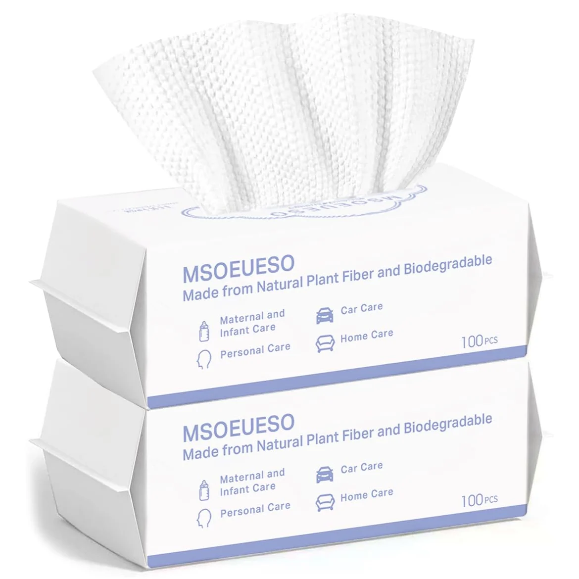 MSOEUESO - Toalla facial desechable, pañuelos faciales 100% algodón, paños secos para la cara, toallas limpias biodegradables, toallitas desmaquillantes, ultra suaves para adultos y bebés, 200