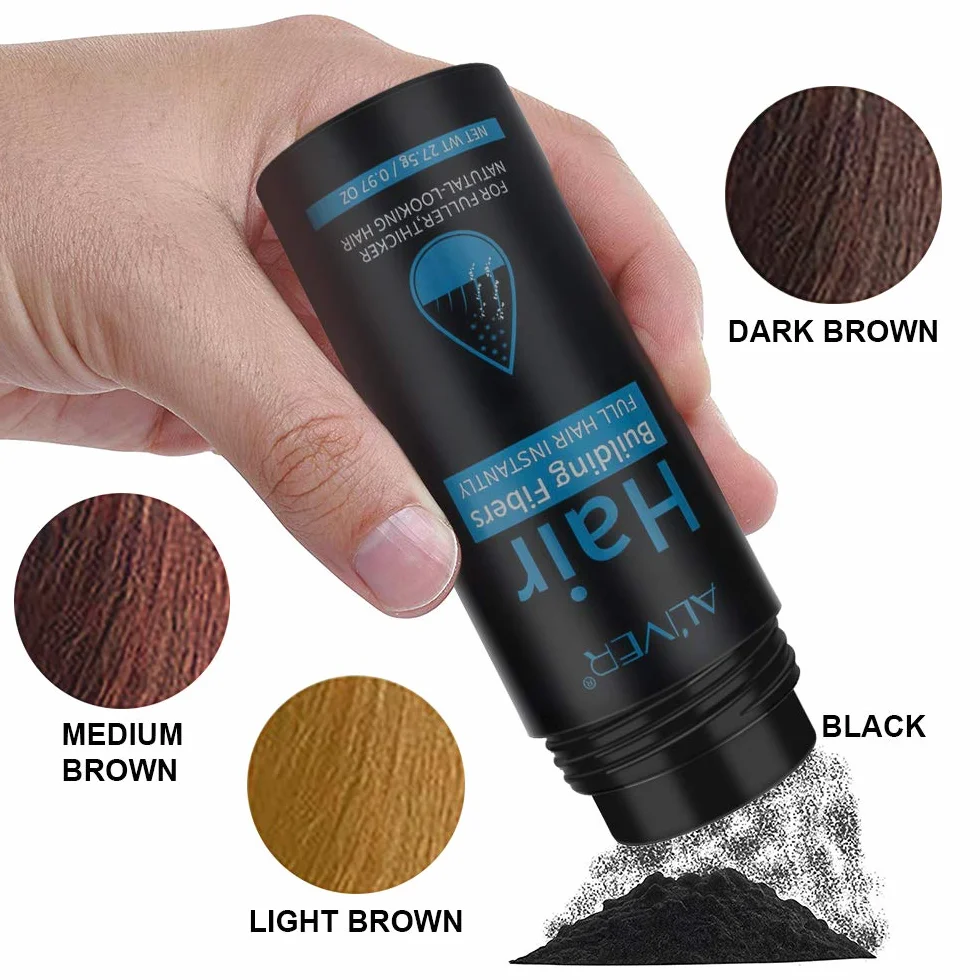 Hair Building Fibers Corrector de Pérdida de Capilares Fibra de Calidad Profesional Spray de Polvo para Adelgazar Cabello (Negro)