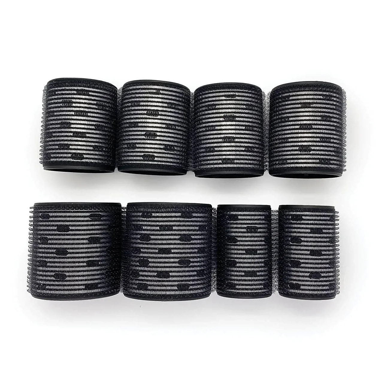 Kitsch Rodillos de pelo de cerámica, rodillos térmicos de autoagarre, rizadores de pelo, paquete variado, 8 unidades (negro)
