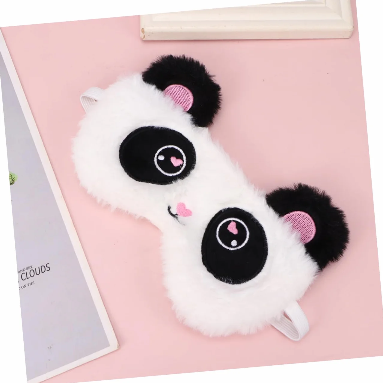 Antifaz para Dormir Diseño de Panda de Tela de Felpa, Máscara Opaca y Cómoda para Mujeres y Niñas en Descanso y Viaje