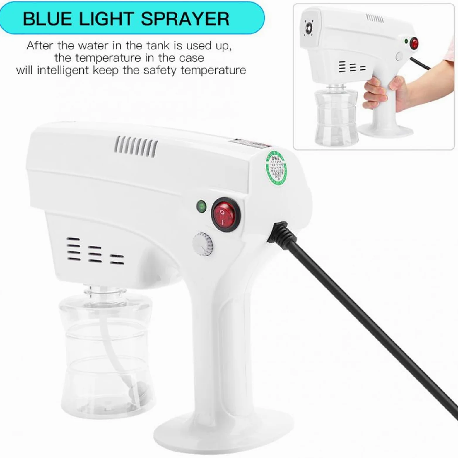 NGARY Pistola Pulverizadora De Micro Niebla, Pulverizador Nano para El Cuidado del Cabello con Pistola De Vapor con Luz, para El Hogar Y La Oficina