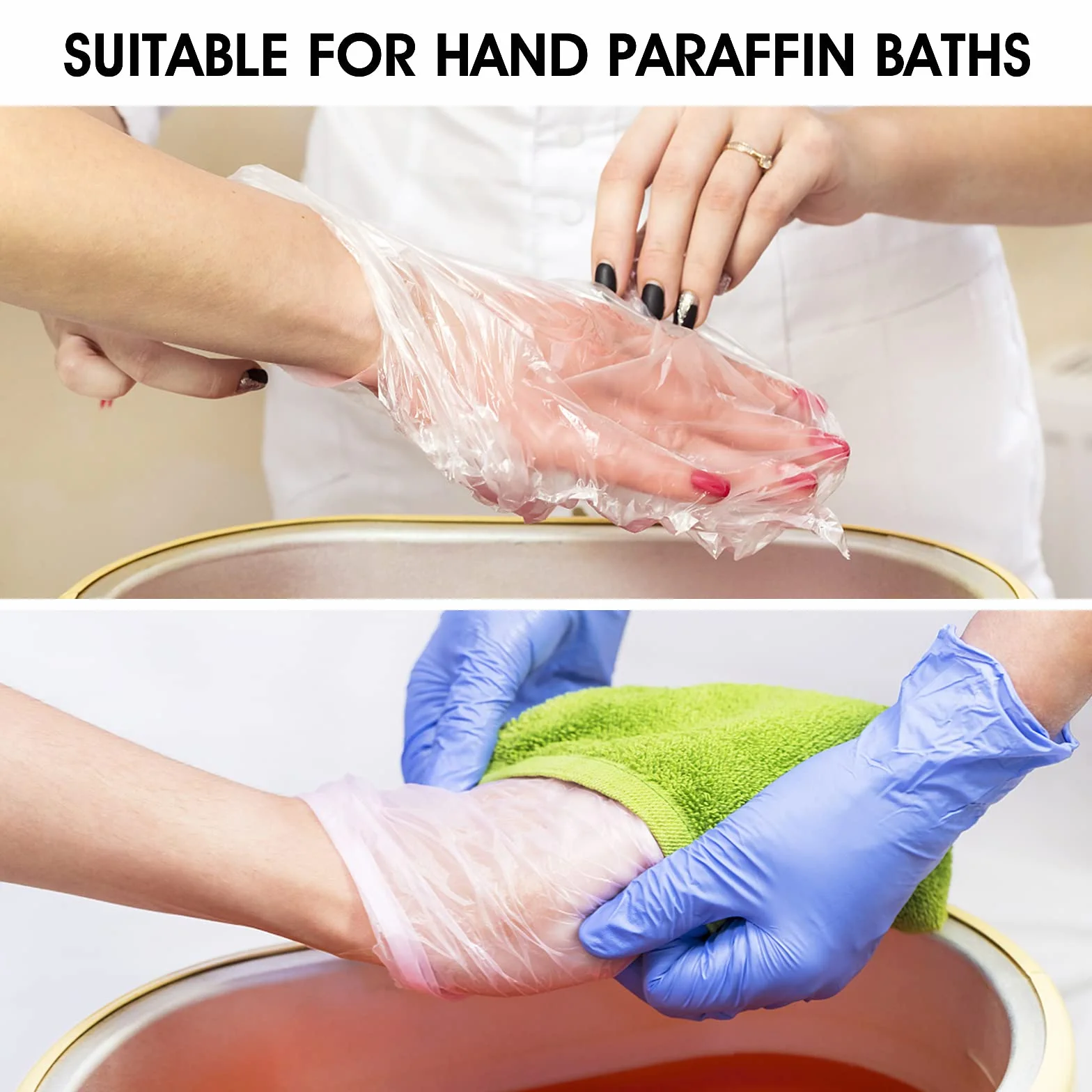Parafina Máscara de Cera de Manos 200 Piezas Baño de Parafina Guantes PE
