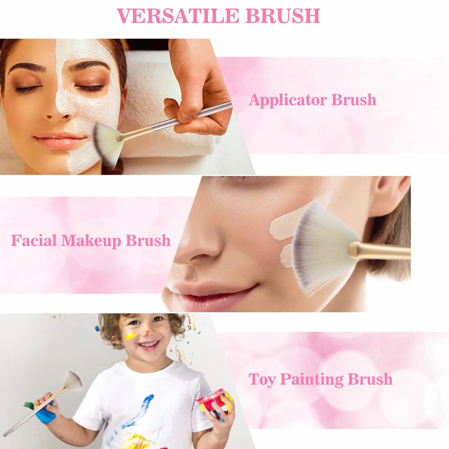 Cepillos de abanico para tratamientos faciales, suaves aplicadores para máscara de barro y crema