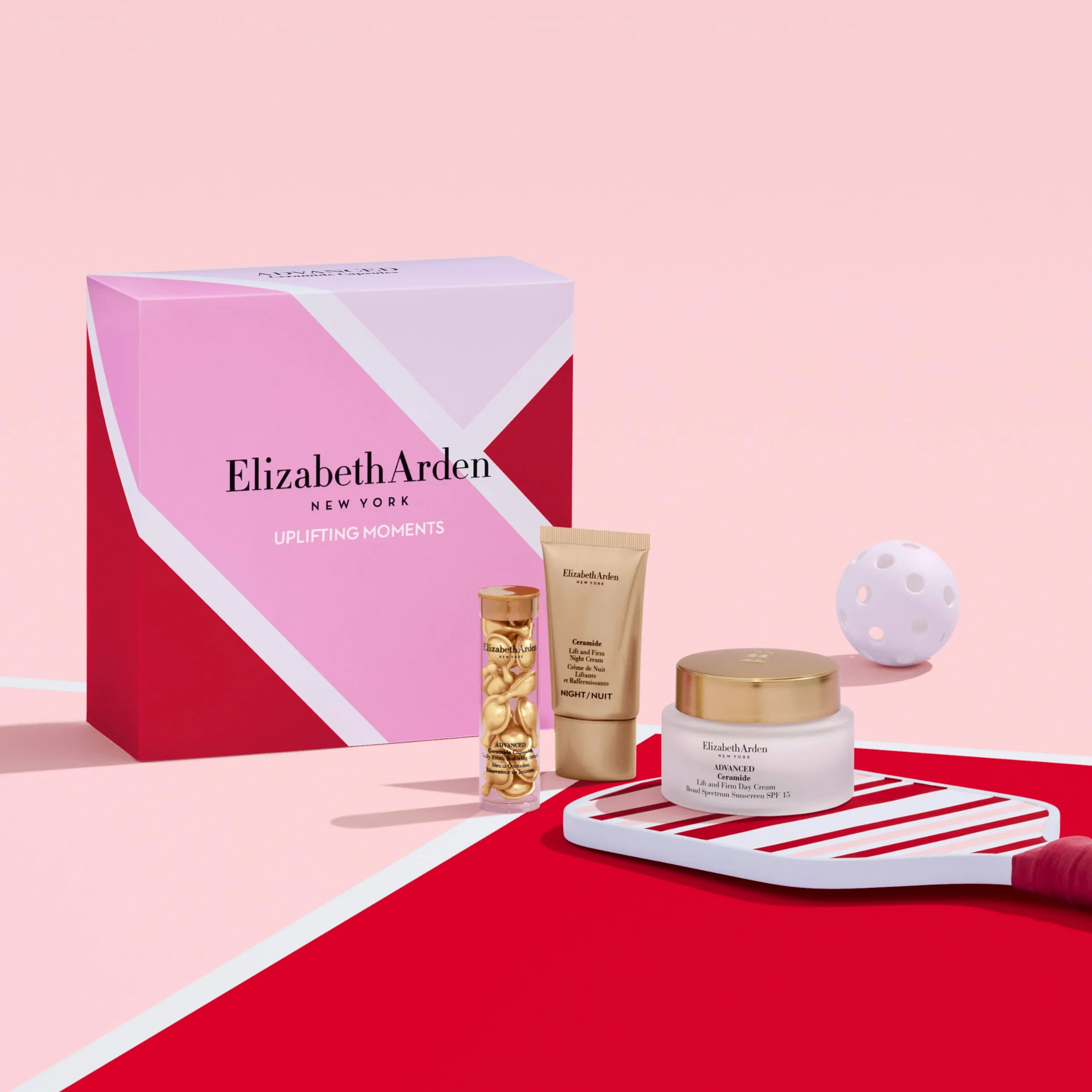 Elizabeth Arden - Uplifting Moments Set Regalo 3 Piezas, Cápsulas en Sérum Antiedad Advanced Ceramide, Crema de Noche Lift and Firm y Crema de Día SPF 15, Rutina de Skincare Hidratante y Reafirmante