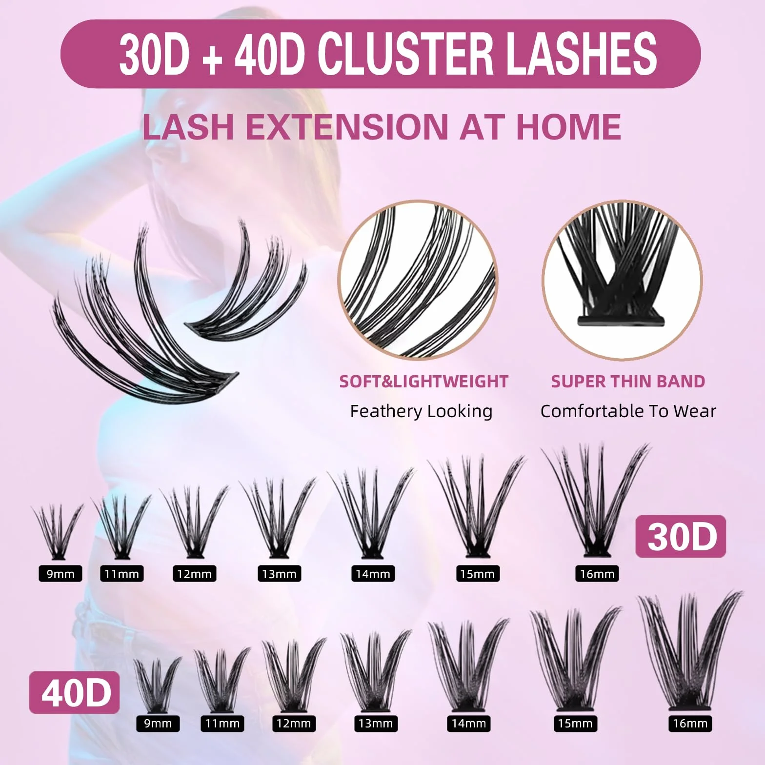 280 Pcs Cluster Lashes Kit 30D 40D 9-16mm Pestañas Postizas DIY