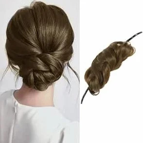 Moños Postizos para Mujer Donut Extensiones Chignon Profesional Marrón claro