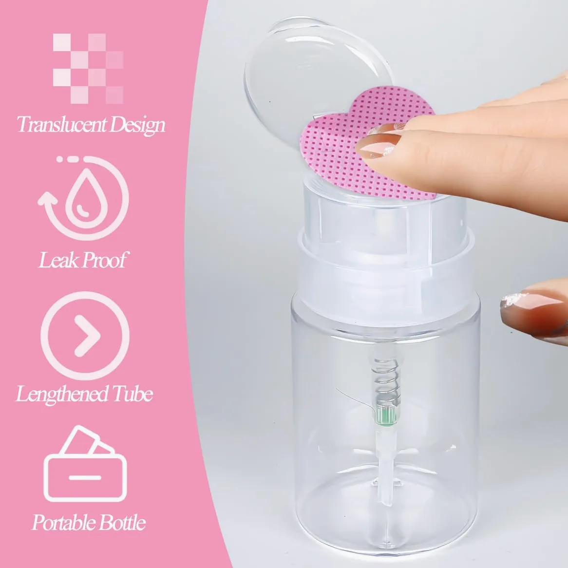 600 toallitas para uñas sin pelusa con botella de bomba de prensa vacía de 100 ml, removedor de esmalte de gel, almohadillas de algodón limpias y dispensador de acetona, toallitas de pegamento de