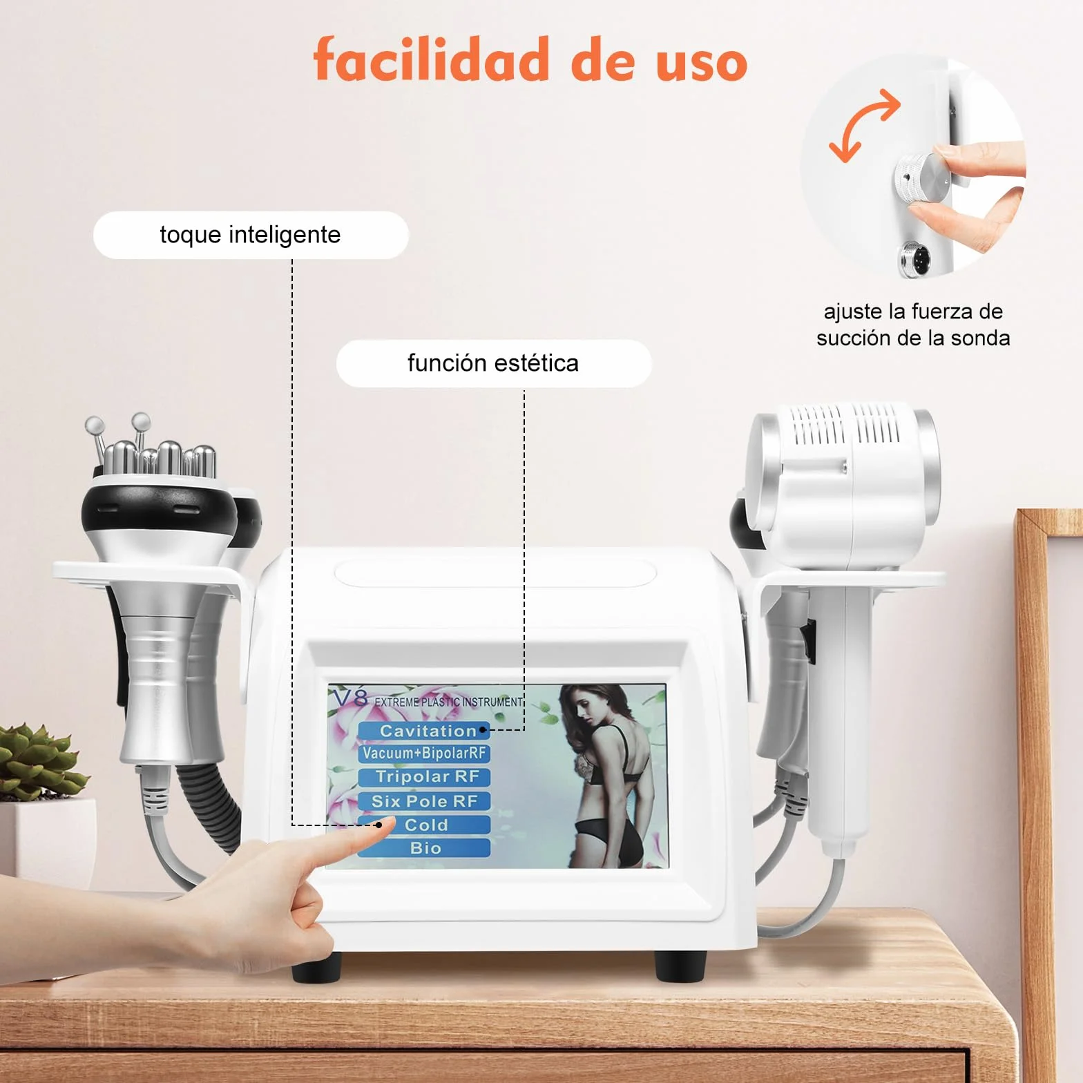 Máquina de cavitación 6 en 1 radiofrecuencia reafirmante modelado piel cuerpo rostro 40K