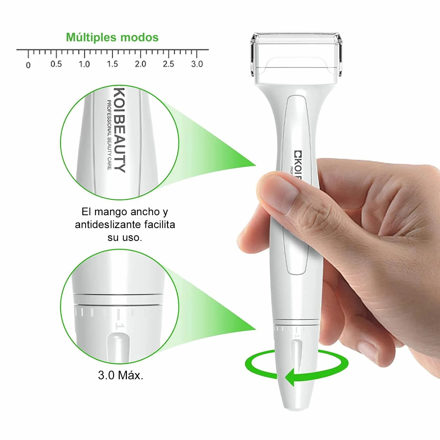 KOI BEAUTY Derma Stamp 140 agujas reales Microneedling profesional Titanio Dermastamp para Cabello Barba cara cuerpo