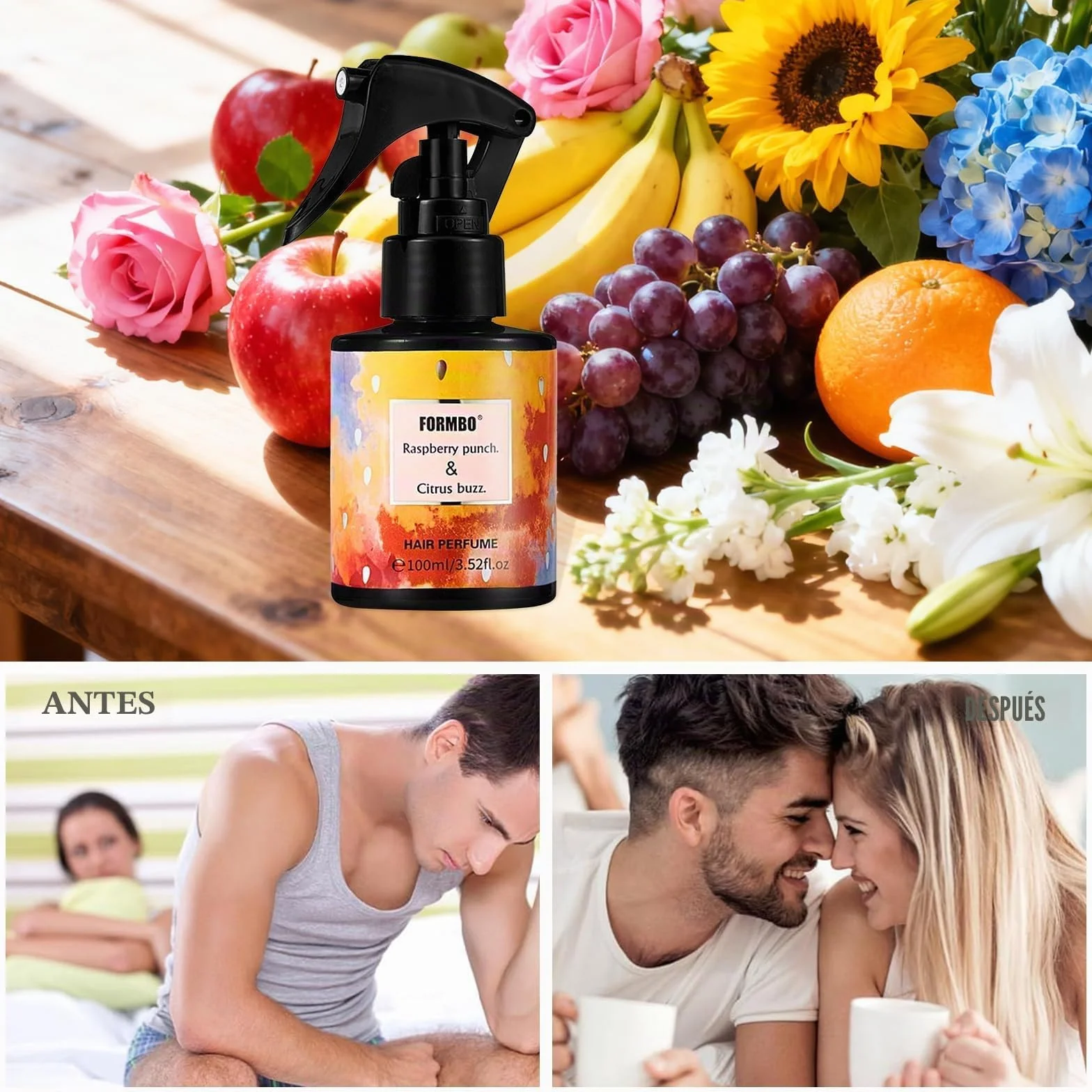 Perfume para el cabello mujer 100 ml Fragancia floral fresca duradera Antiencrespamiento Antiestático