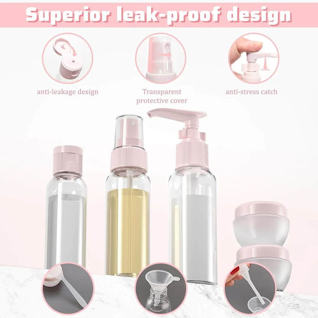 Botellas de viaje rellenables 8 piezas para champú loción enjuague gel de ducha