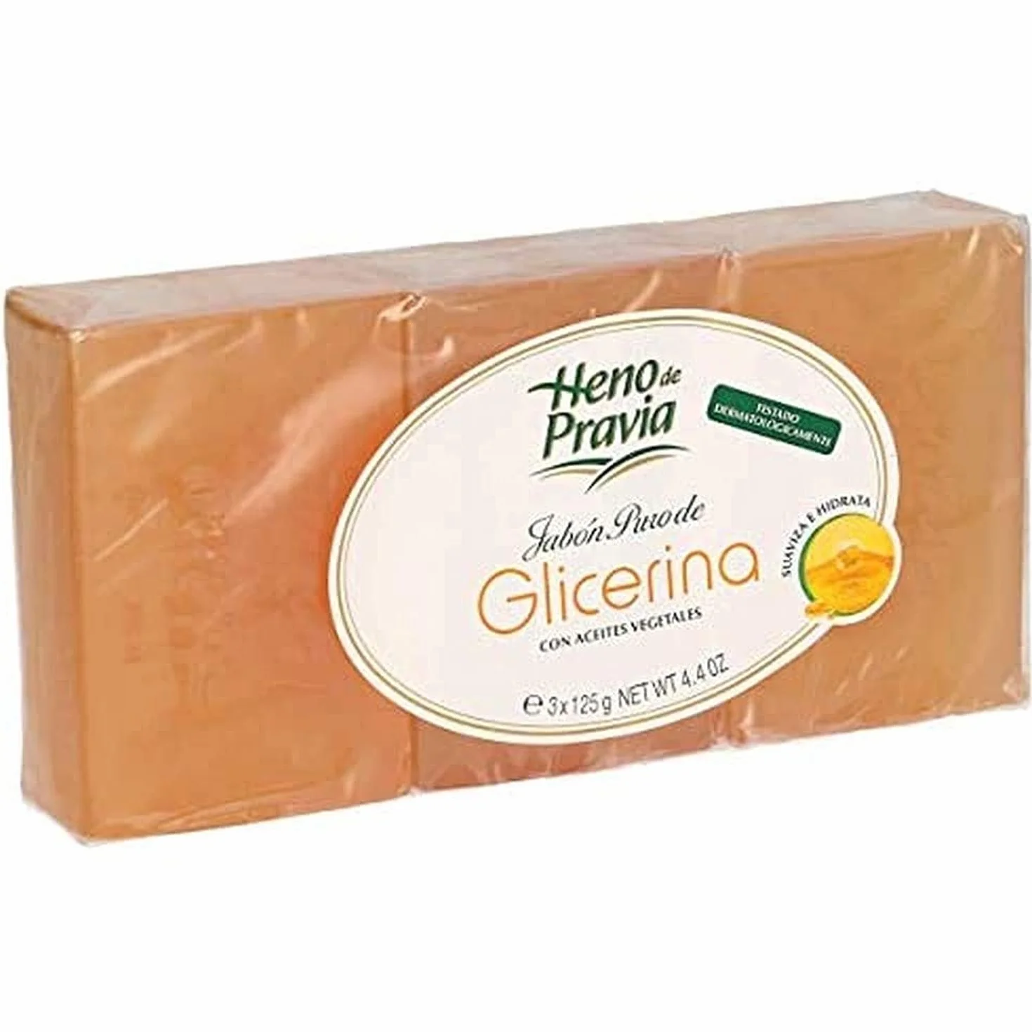 Jabón de manos glicerina pura HENO DE PRAVIA pack 3 x 125 g