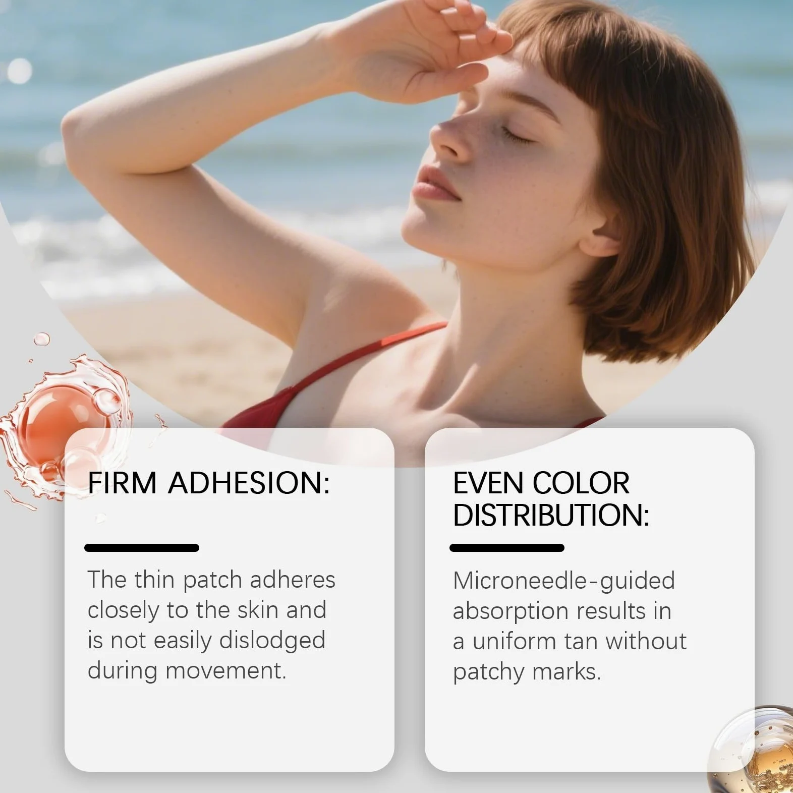 Parches autobronceadores de microagujas | Bronceado suave y sin UV para el vientre y la parte superior de los brazos Tan Parches para la piel y naturalmente sin exposición al sol