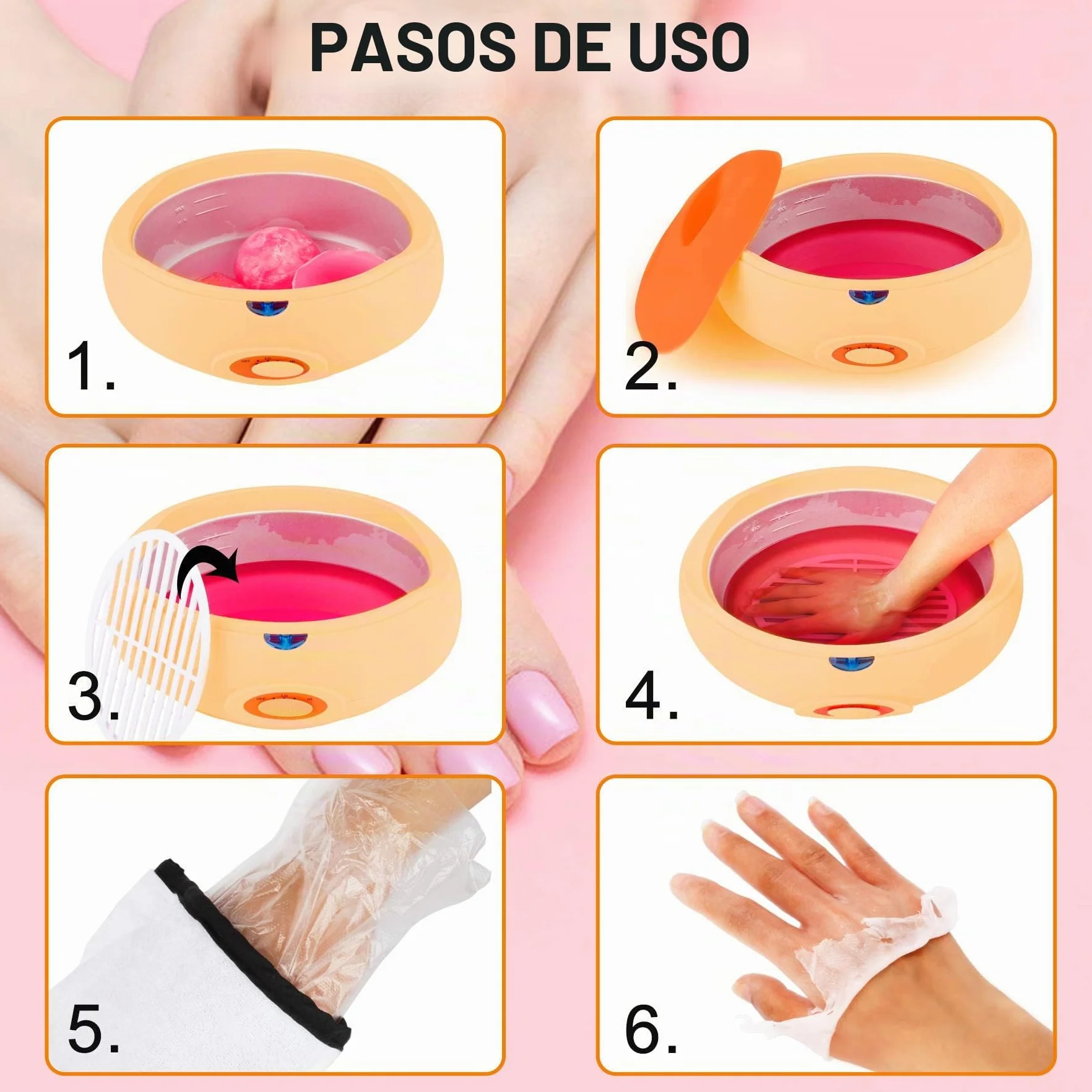 Forever Speed calentador de cera de parafina 900 g para manos y pies hidratante calmante artritis naranja