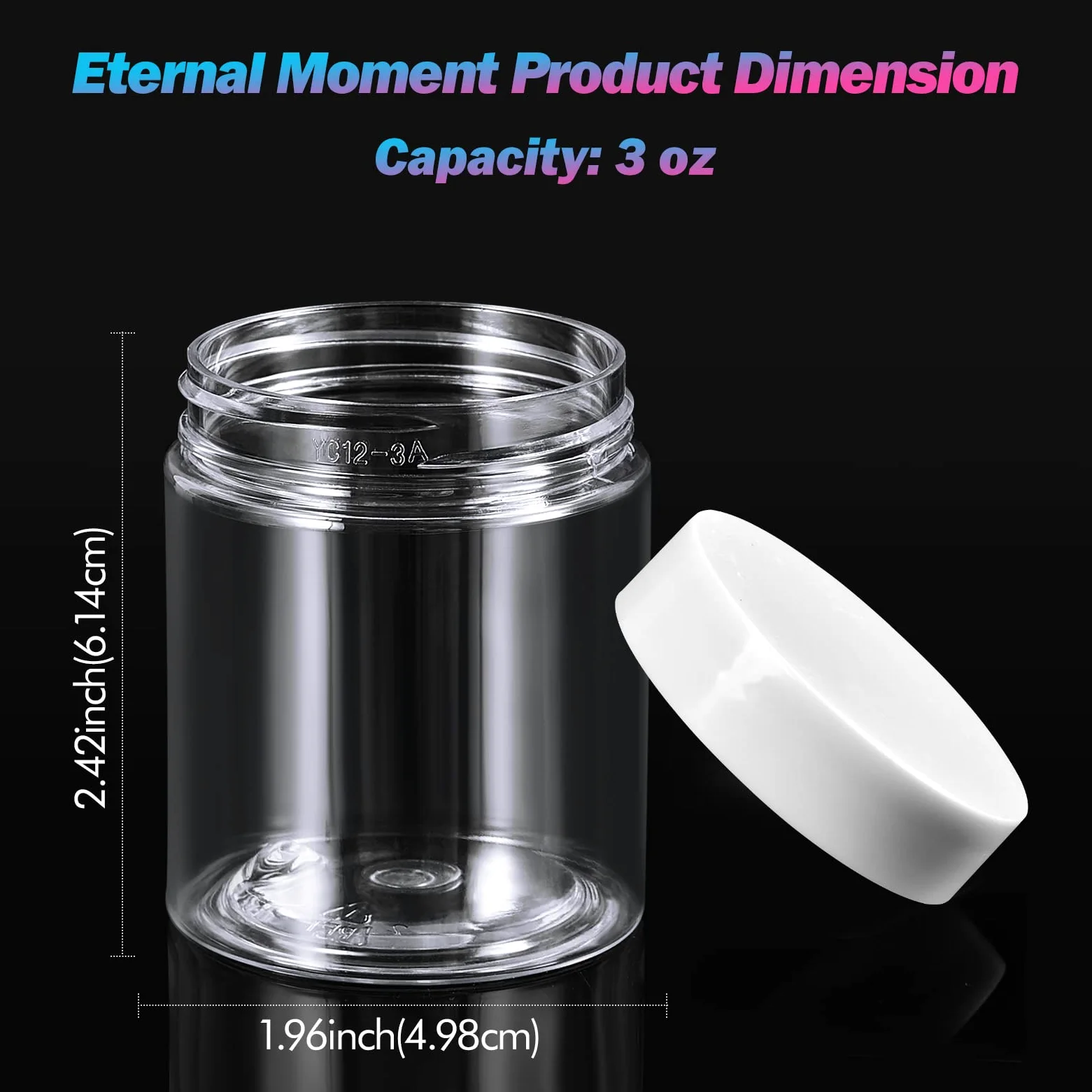 36 tarros de plástico redondos transparentes de 36 oz con tapa blanca, tarros de plástico Eternal Moment para loción, crema, ungüentos, maquillaje, sombra de ojos, muestras, macetas, almacenamiento de