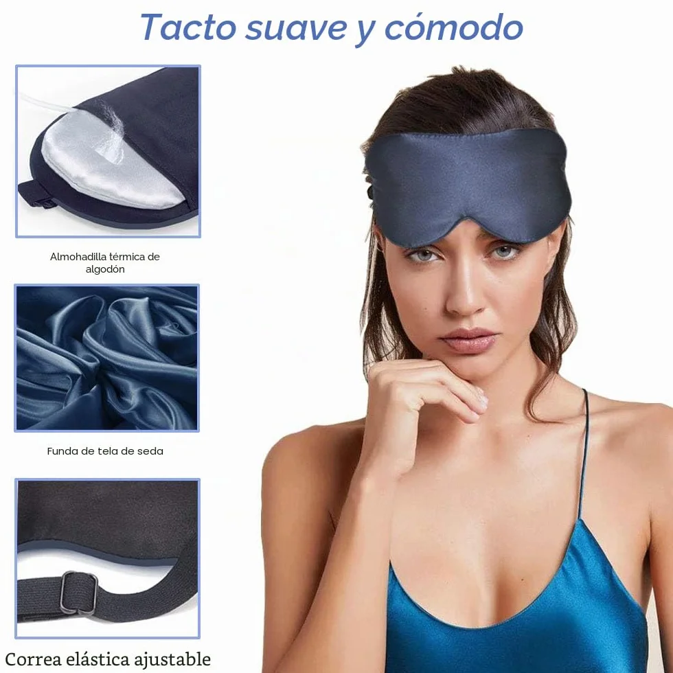 Máscara de Ojos Calentada PJYU Antifaz para Dormir para Ojos Secos Azul Marino