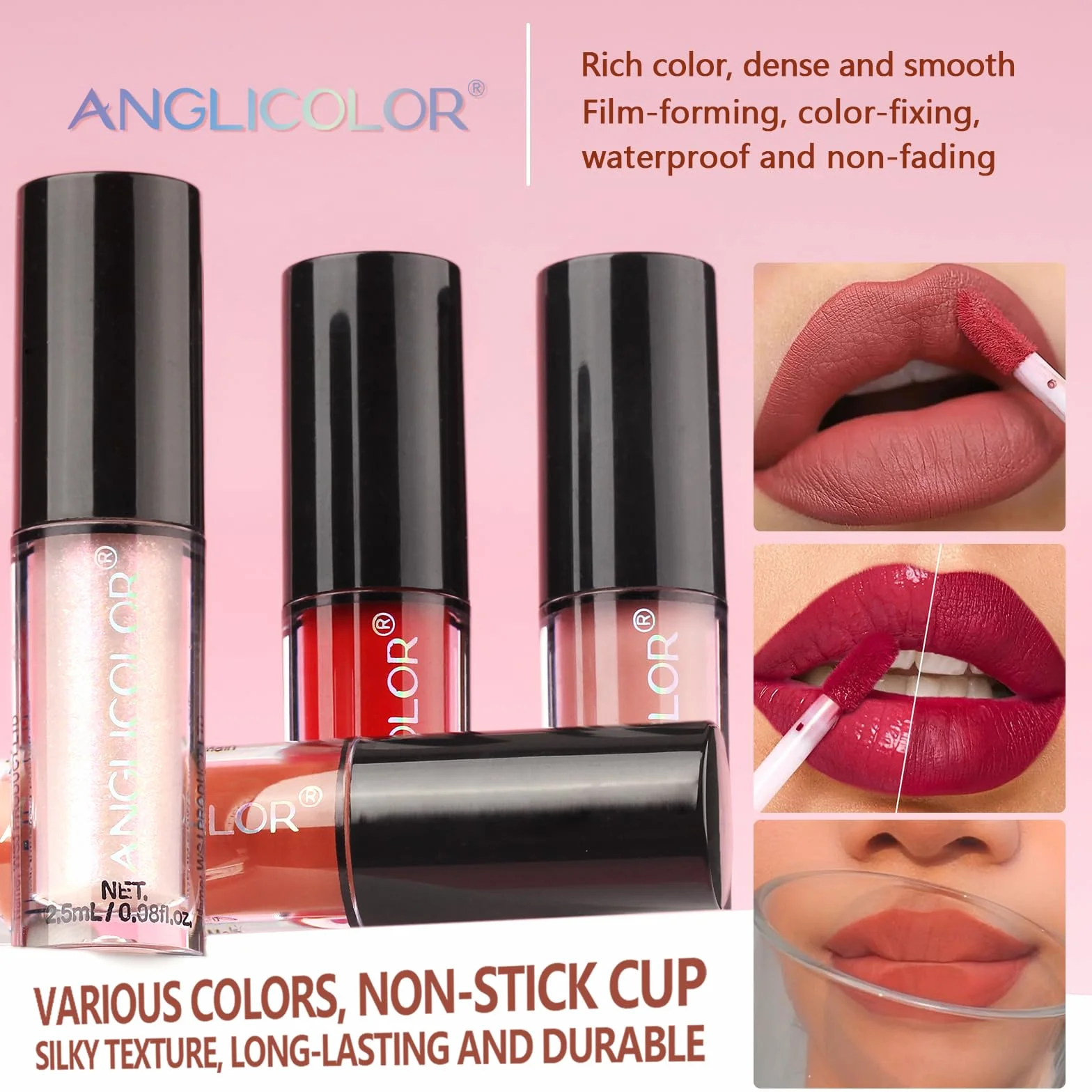 Anglicolor 12 Piezas Set Pintalabios Mate Permanente Larga Duración Impermeable Hidratante Labial Líquido