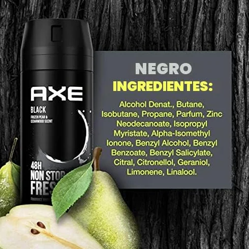 AXE Bodyspray Black, 12 x 150 ml desodorante sin aluminio en aerosol para hombres