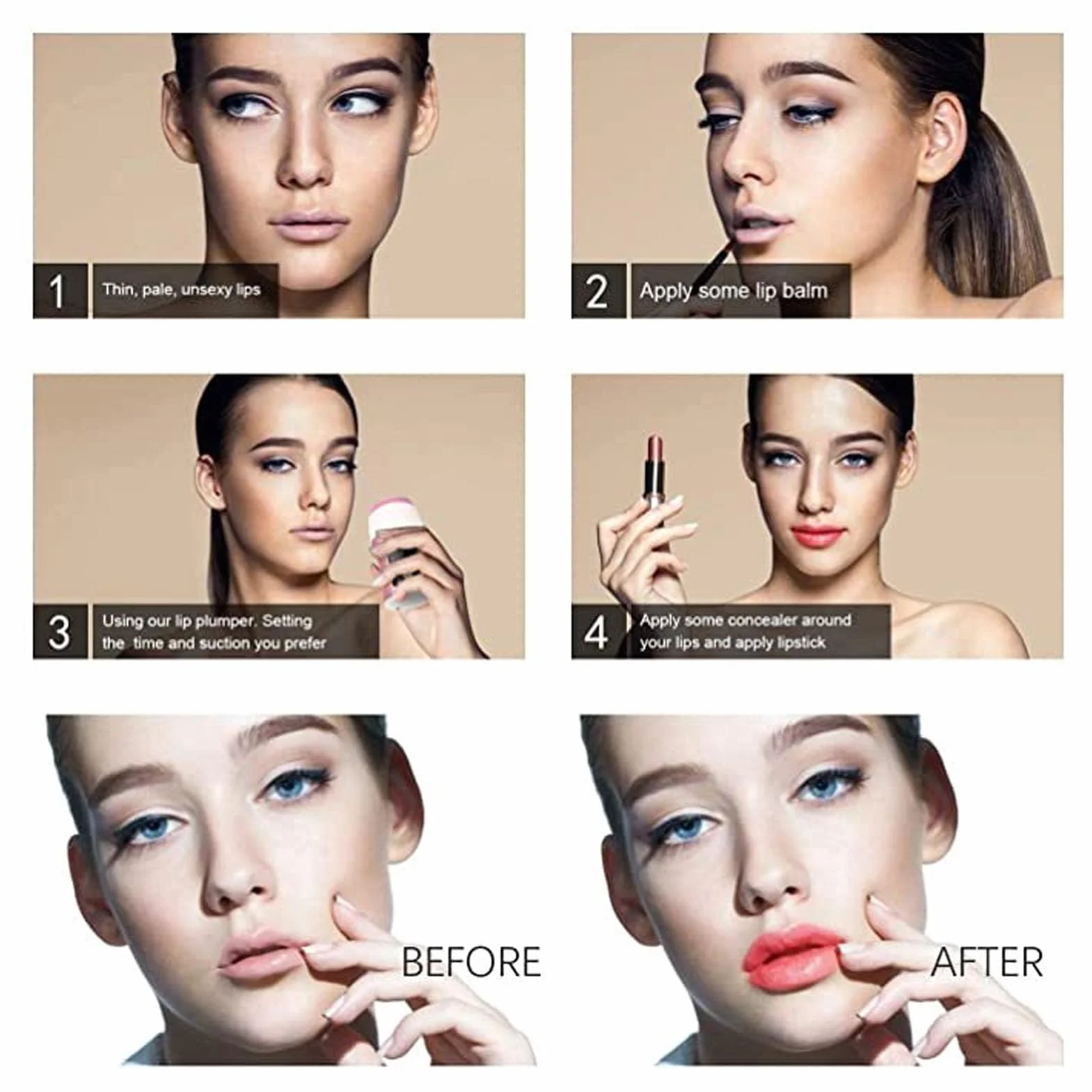 Rellenador De Labios Eléctrico, Dispositivo Para Dar Volumen Con Control De Tiempo