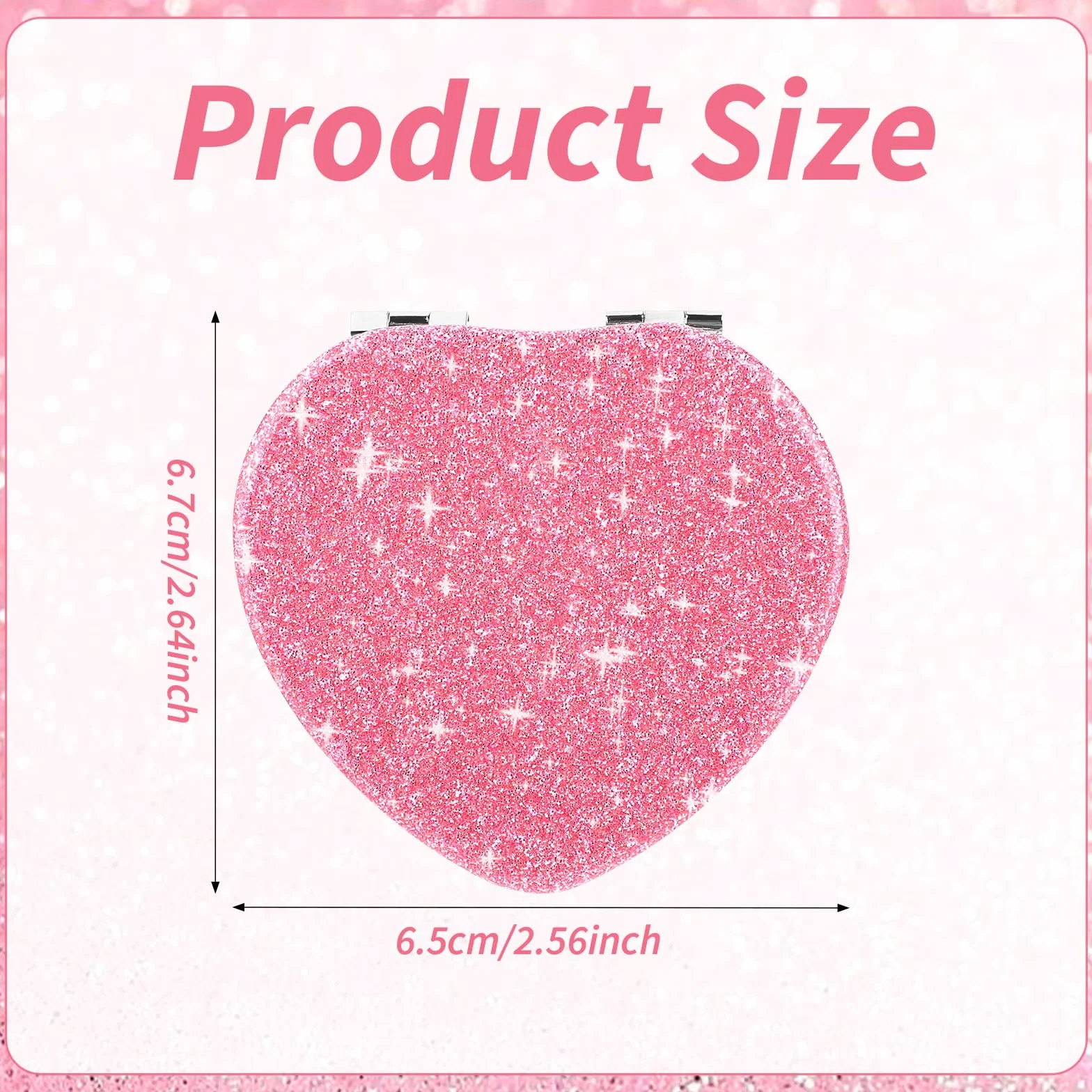 Espejo plegable compacto en forma corazón con aumento portátil doble cara maquillaje viaje bolso mujer