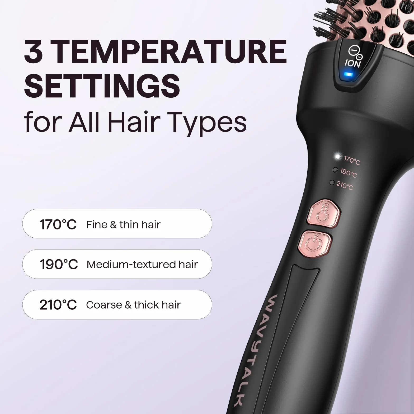 Wavytalk Cepillo Térmico 38mm Iónico Rizador Calentado para Ondas Naturales y Volumen, Doble Voltaje