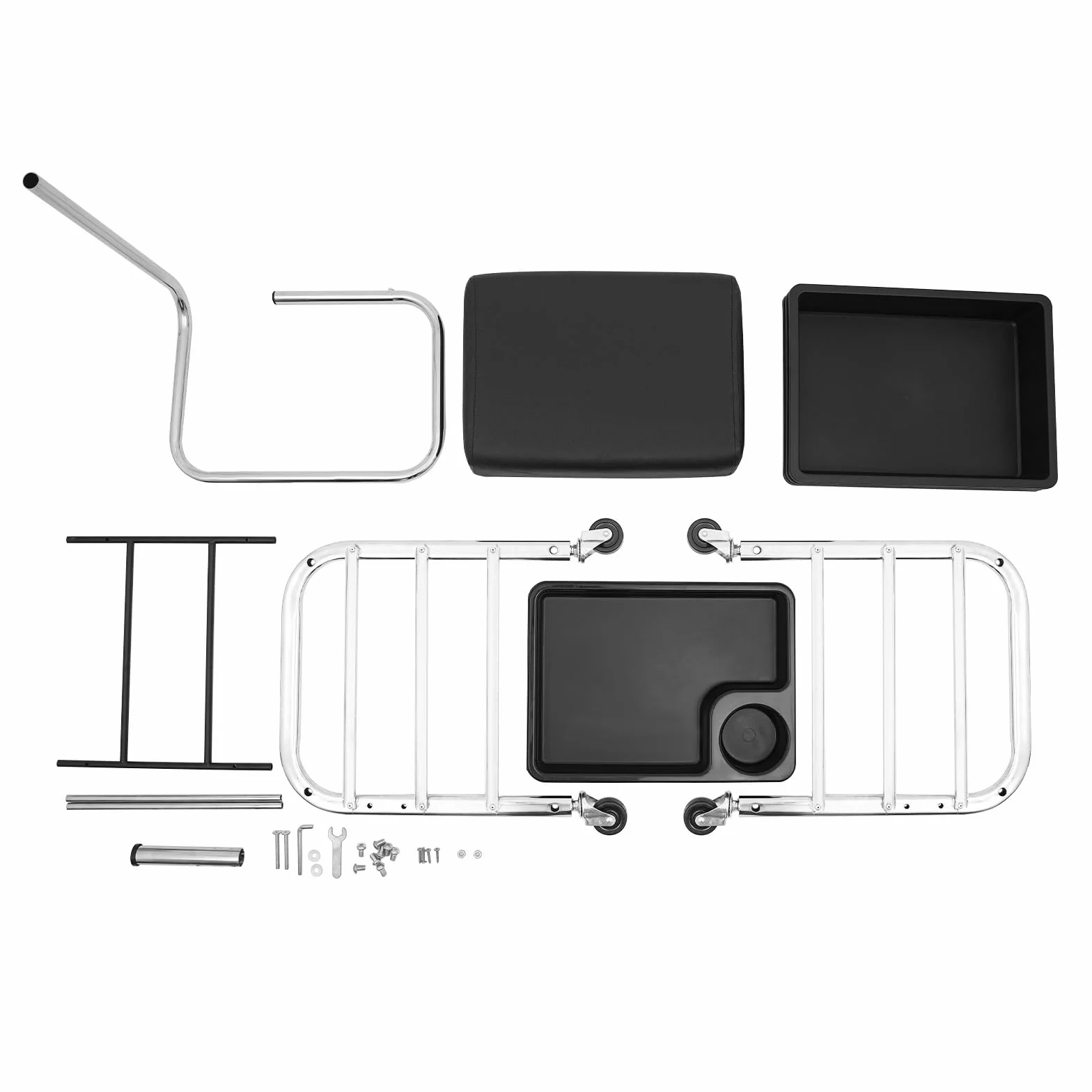 Carrito de peluquería 3 niveles altura ajustable 53-77 cm 4 ruedas negro