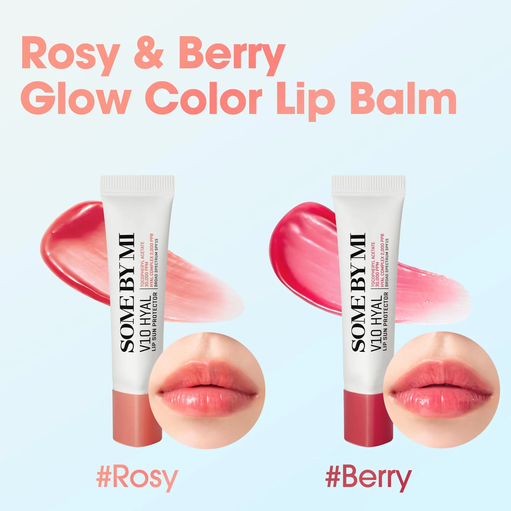 SOME BY MI V10 Hyal Lip Sun Protector Rosy Bálsamo labial coreano SPF 15 13g Pack de 2