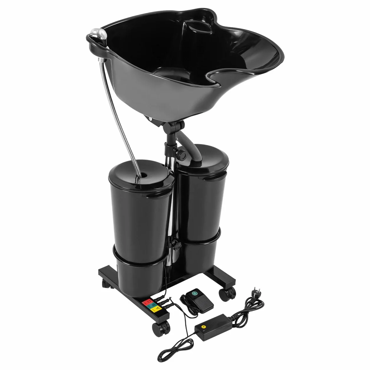 Lavabo de peluquería móvil con bomba, lavado de agua de altura, cuadrado, diseño ergonómico