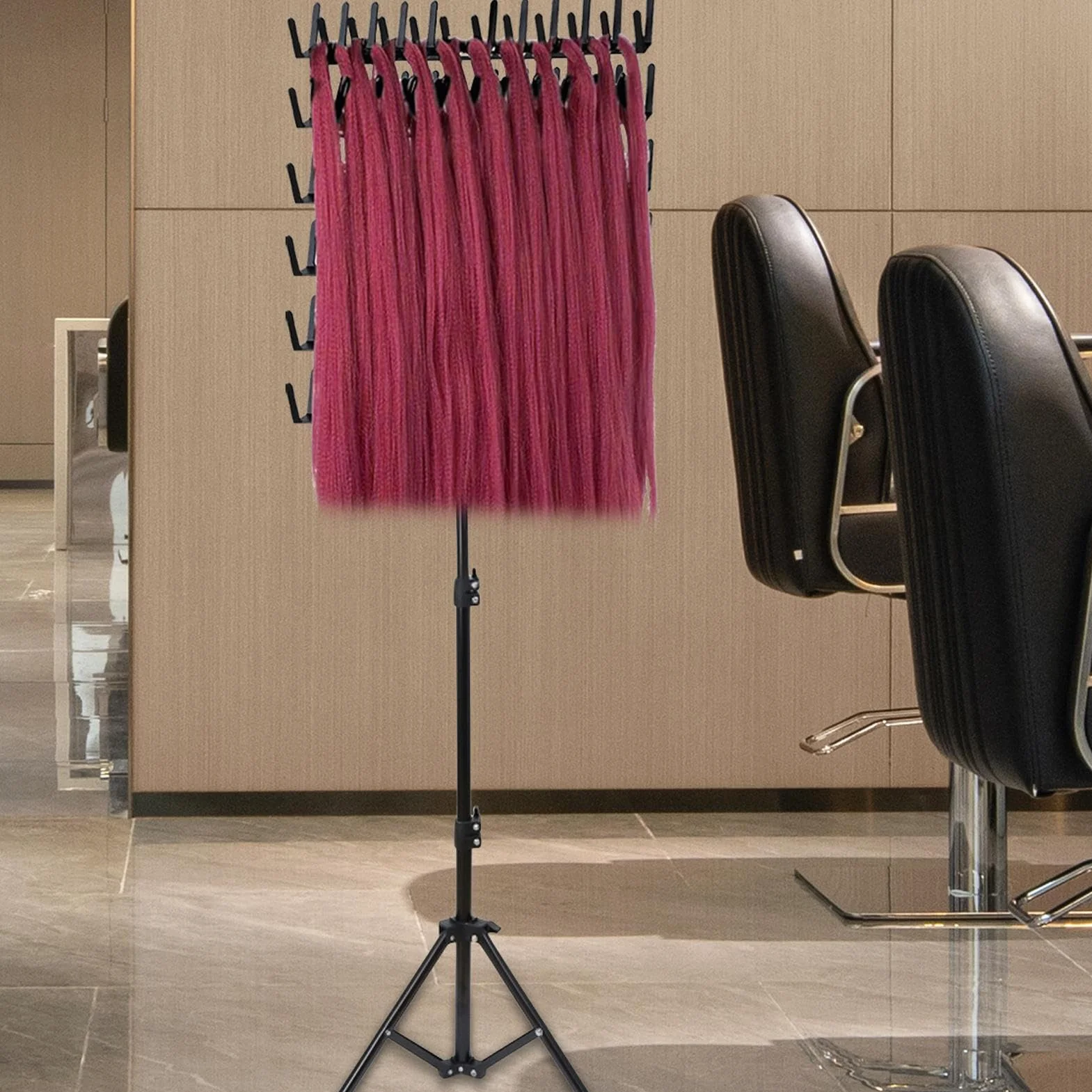 Soporte para extensiones de cabello ajustable 144 pinzas trenzas 2 lados