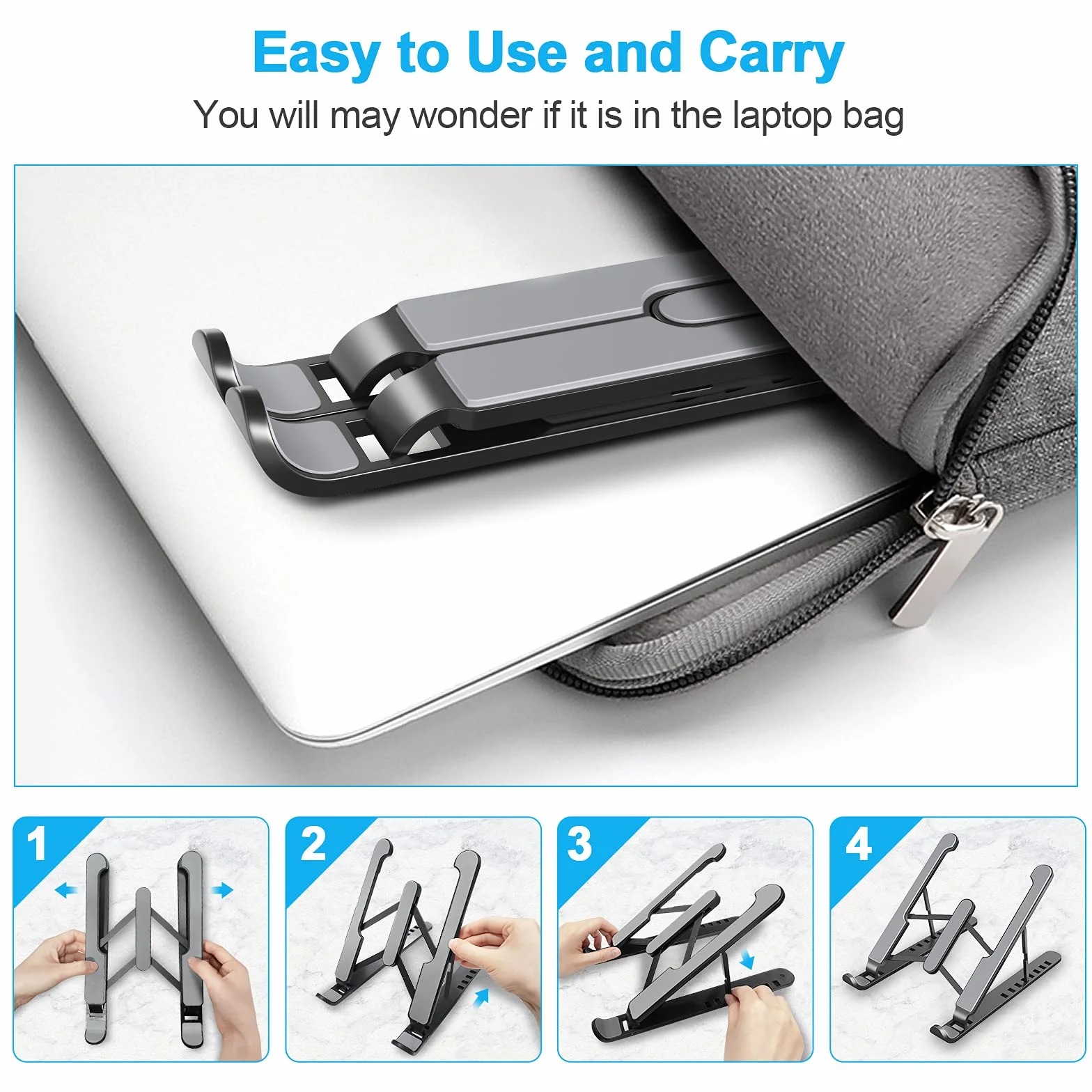 Soporte Portátil Ajustable 8 Ángulos, Laptop Stand Plástico ABS Silicona Antideslizante para Portátiles Tableta Teléfono 10-15.6"