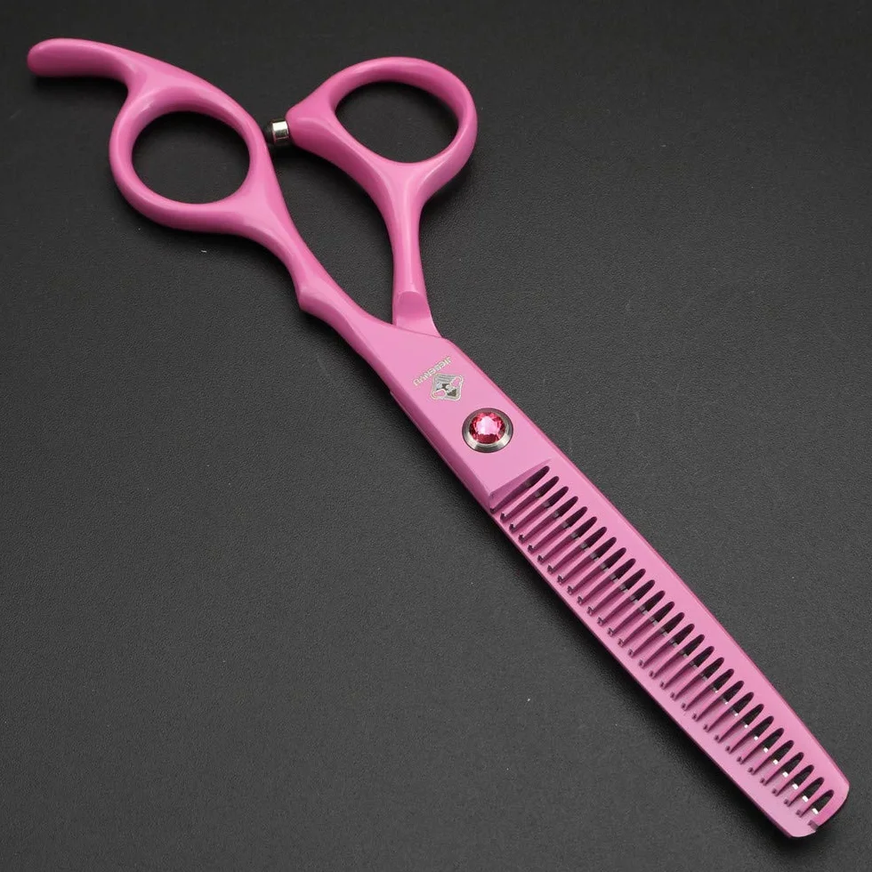 JIESENYU Tijeras de peluquería profesional de alta gama de 6 pulgadas, acero 440C, color rosa (juego de 3)