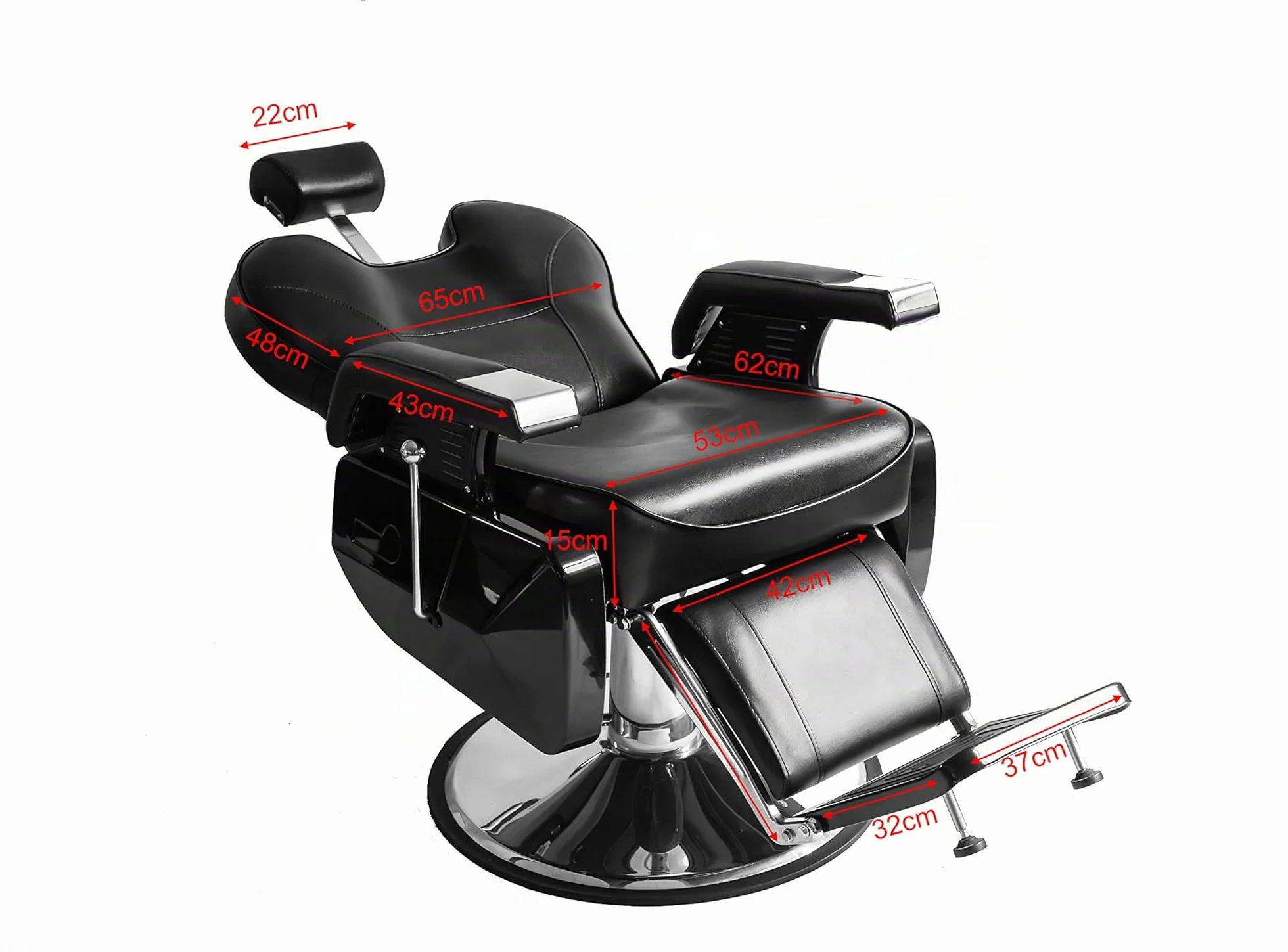 Sillón de Peluquería Reclinable Hidráulica 360º Profesional 96 x 94 x 84 cm Negro