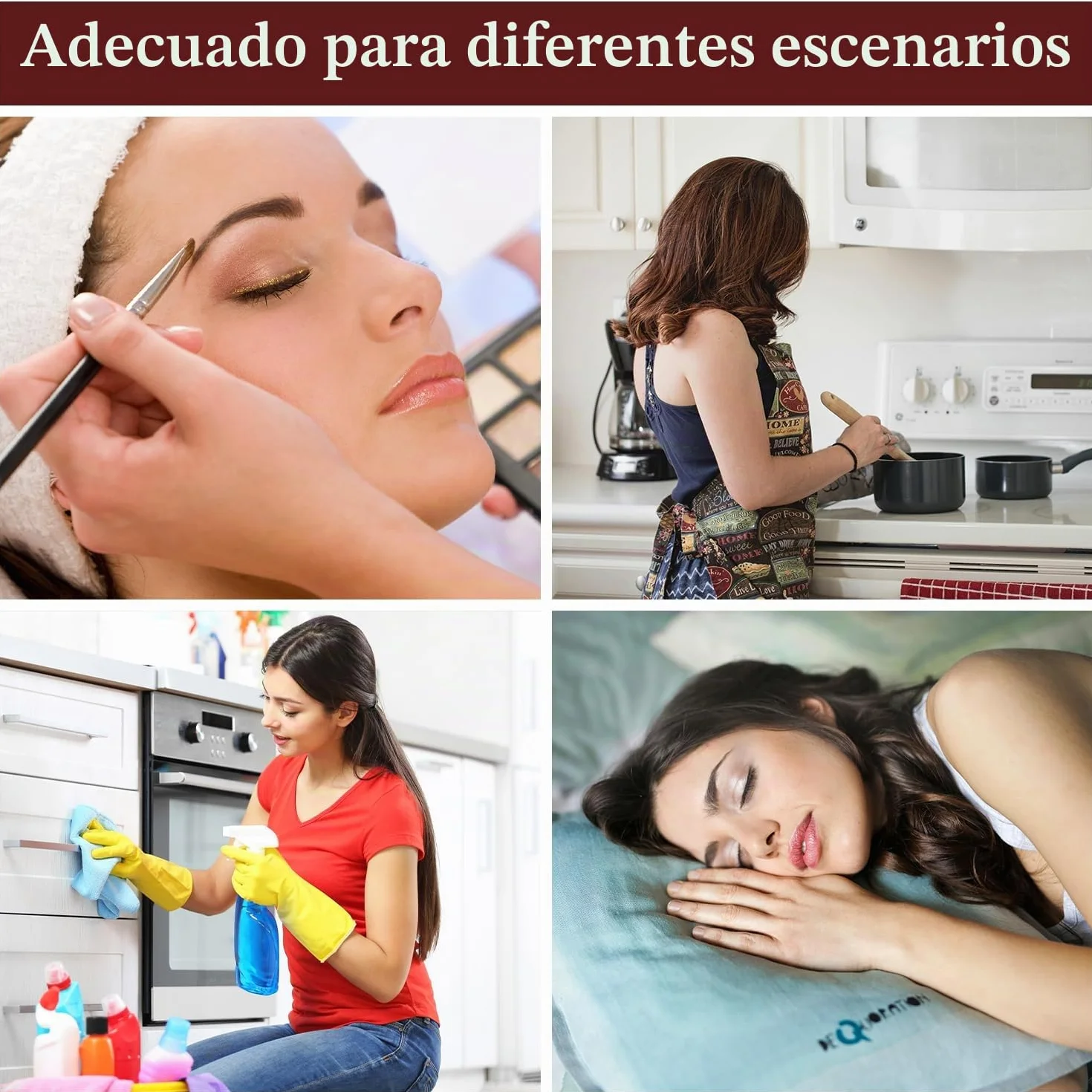 Gorro de seda de doble capa para dormir ajustable con goma de satén para mujer