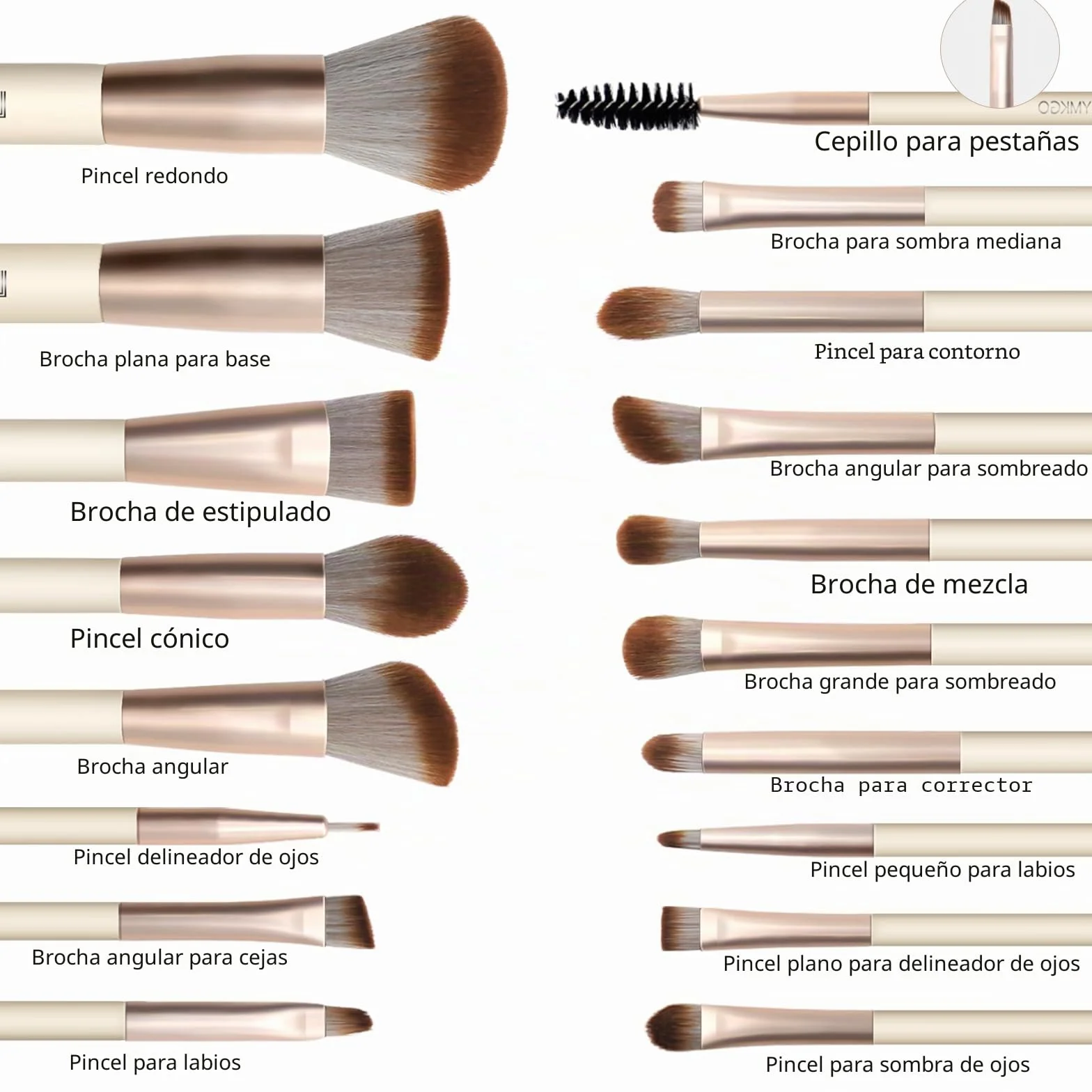 HEYMKGO 18 Piezas Pinceles de Maquillaje Profesional Sintéticos con Difusores y Bolsa de Viaje