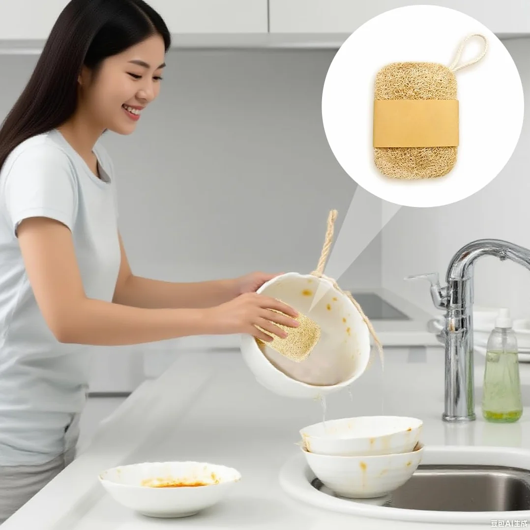 Esponjas naturales de luffa 7×10 cm cuadradas para ducha, baño, cocina