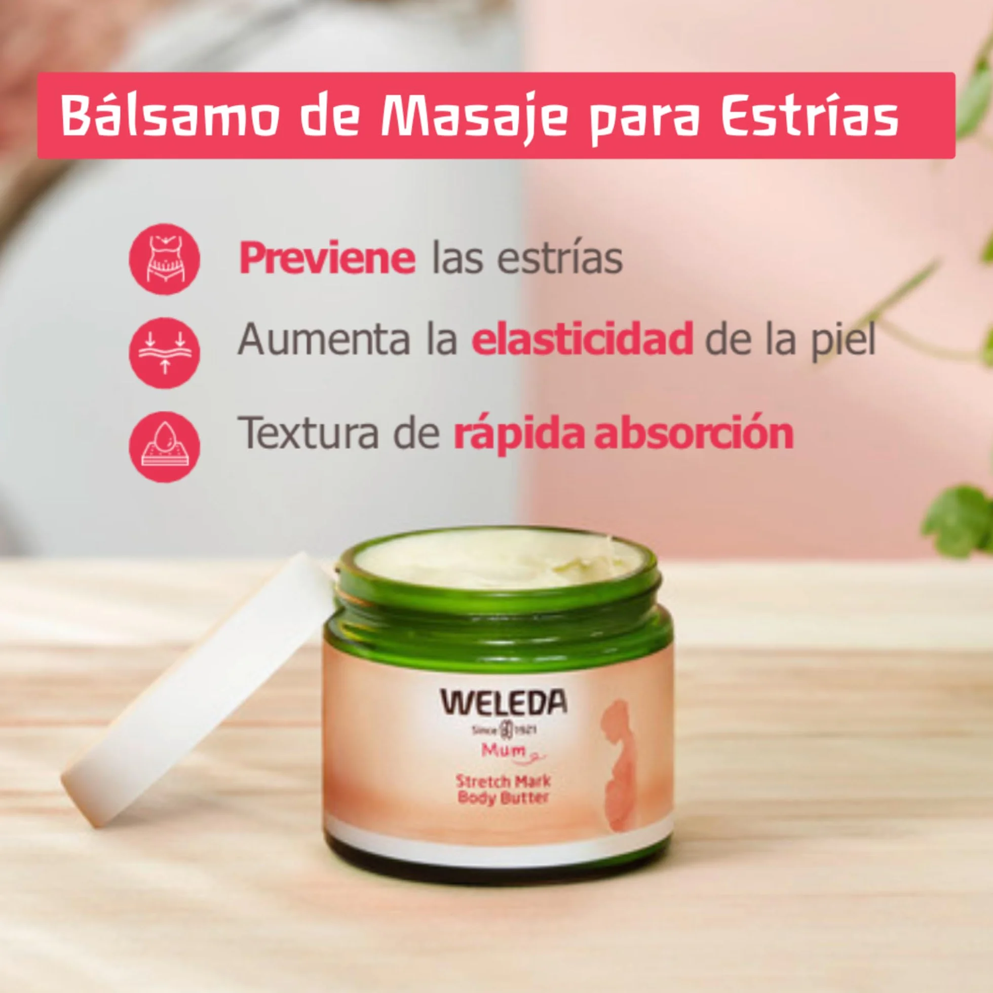 Weleda Bálsamo de Masaje Antiestrías Embarazo Manteca de Karité Jojoba 150 ml