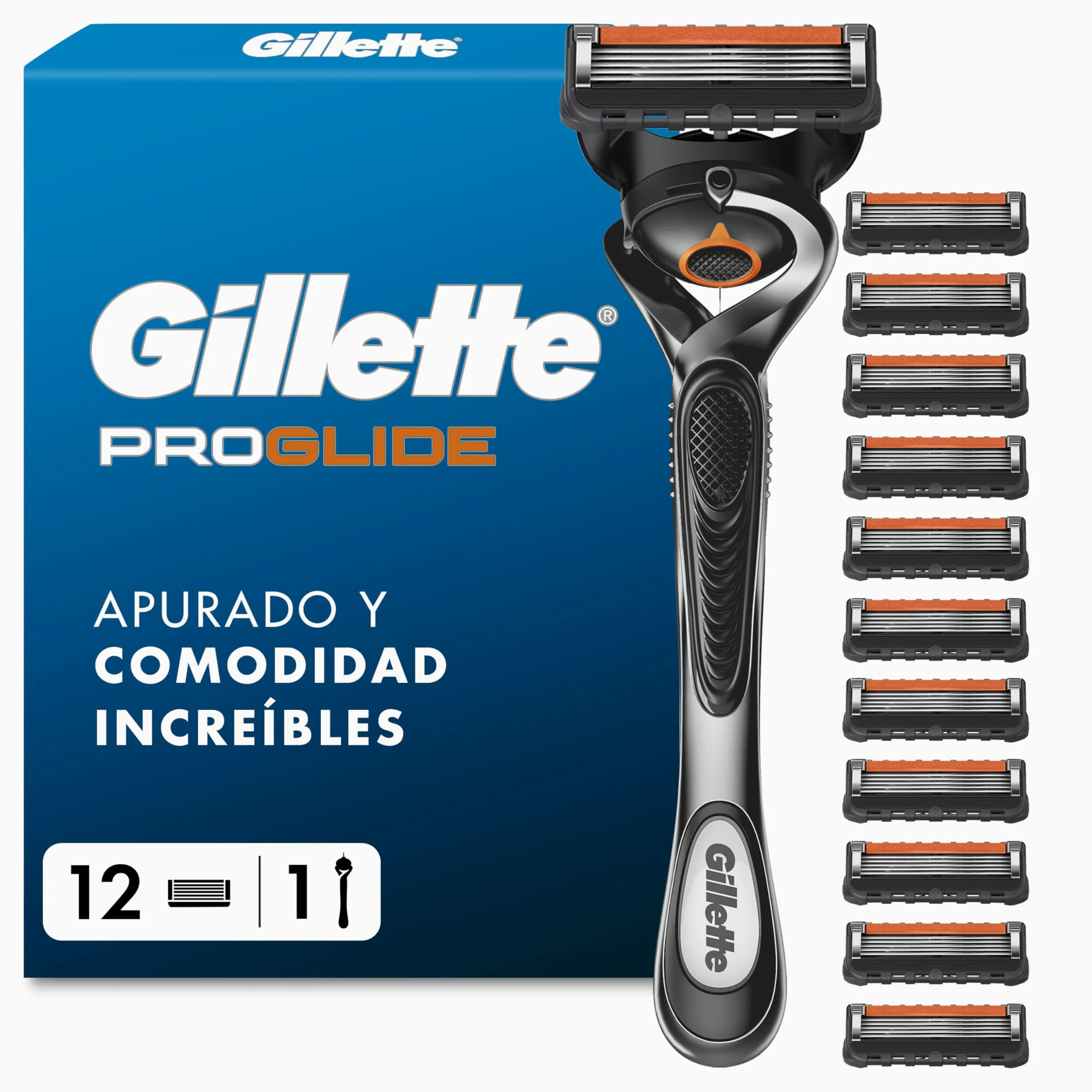 Gillette - Afeitadora para hombre, 12 recambios de 5 cuchillas, auténticas, con banda lubricante delantera y después para un afeitado de cerca y una comodidad increíbles, 1 recarga por 30 afeitados