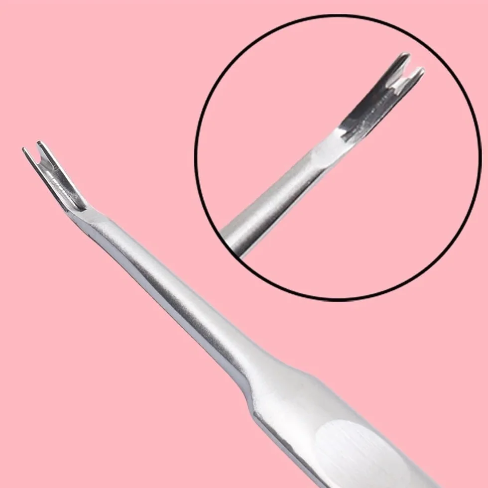 Herramienta multifuncional de acero for uñas con cabezal doble for piel muerta y diseño ergonómico, operación cómoda, adecuada for el cuidado de las uñas y opción ideal for uso en salón o arte de uñas