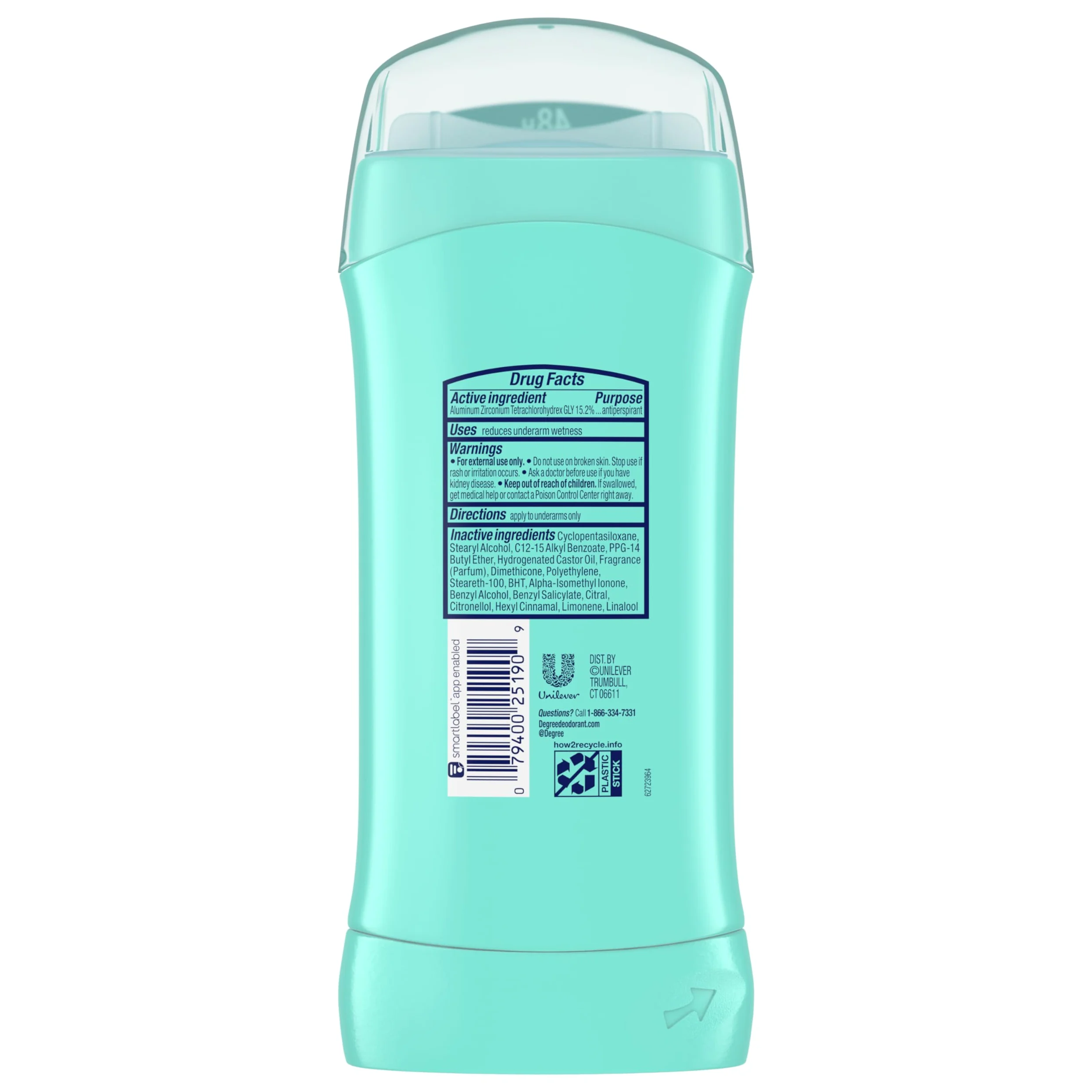 Degree - Desodorante de 2.6oz (77ml) para mujer, aroma limpio como una ducha (6 unidades)