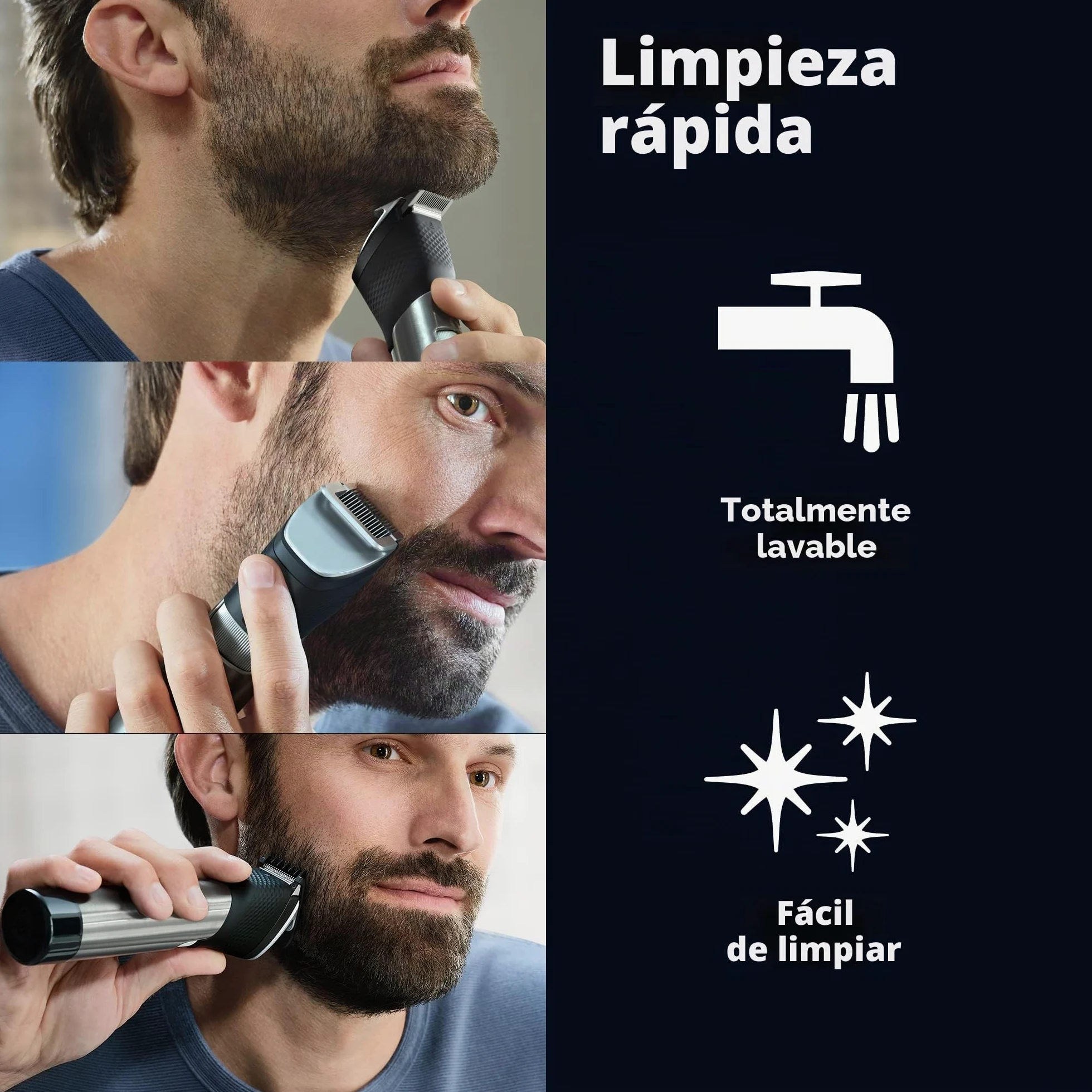 Norelco Philips Series 9000, recortadora de barba y pelo de máxima precisión con tecnología Beard Sense para un corte uniforme, BT9810/40